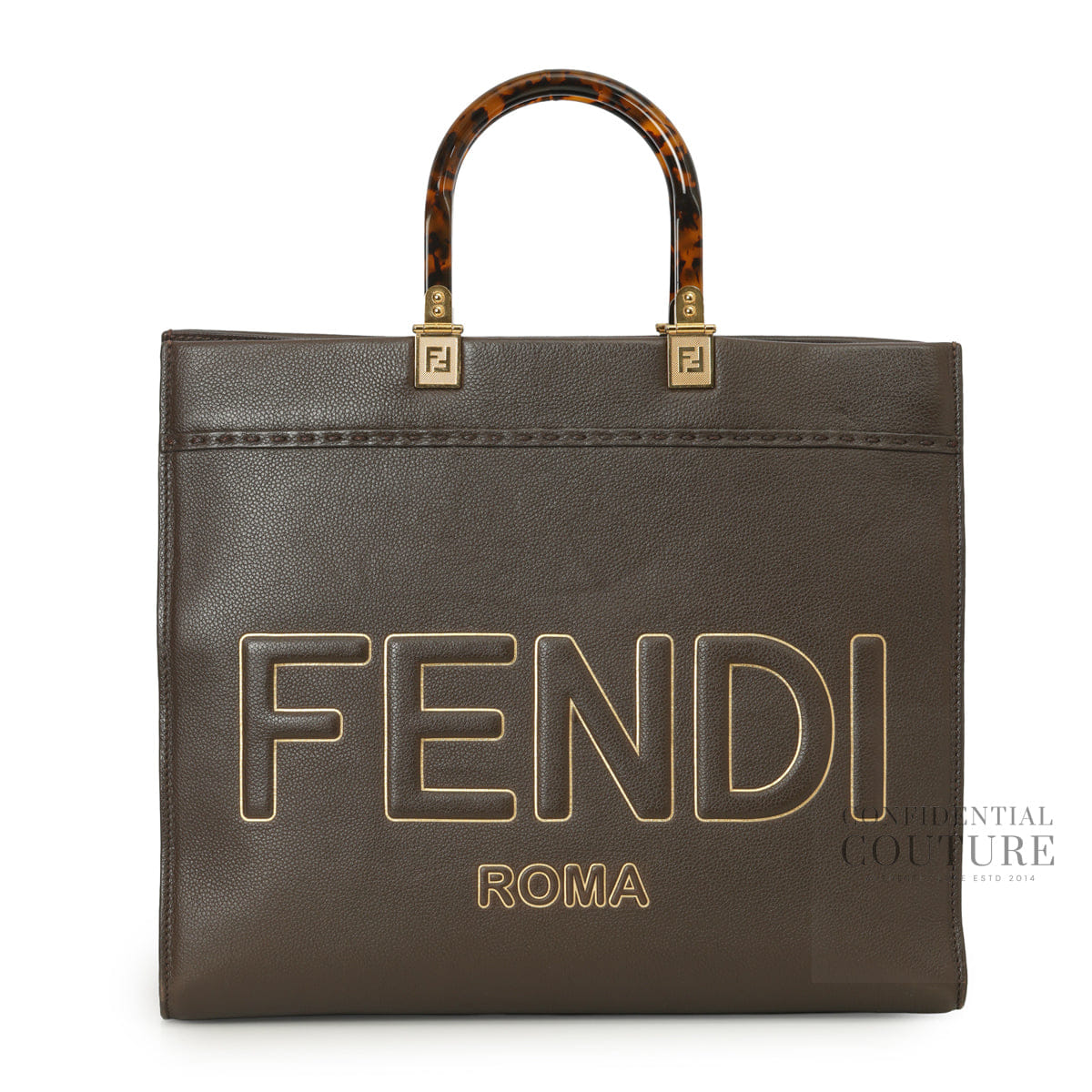 Fendi Brown Sunshine Medium Leather Tote Bag