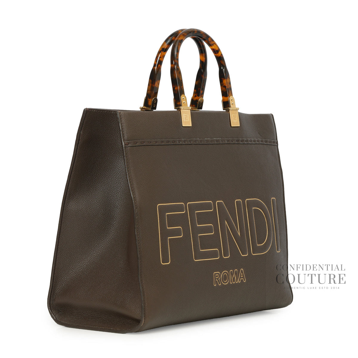 Fendi Brown Sunshine Medium Leather Tote Bag