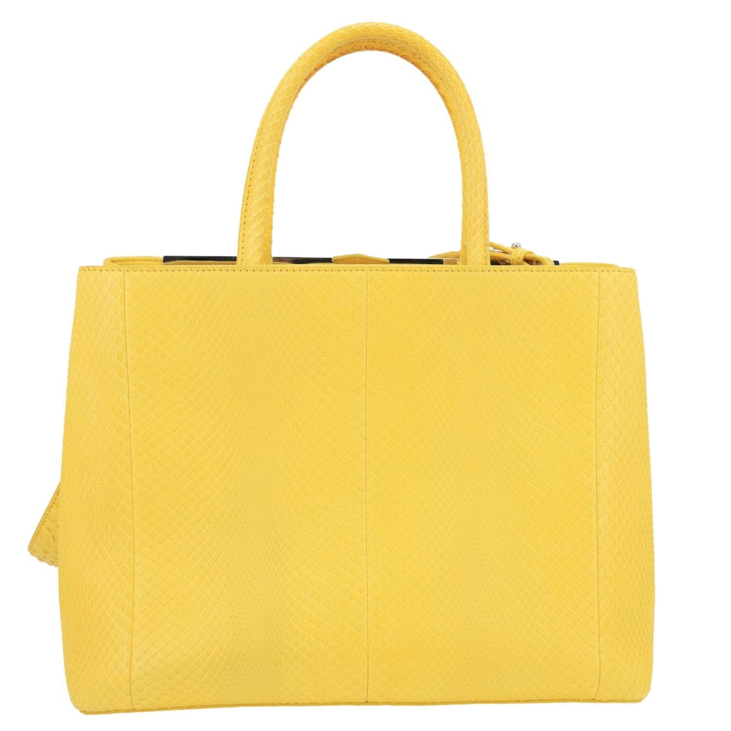 FENDI 2Jours Elite Python Leather Tote Bag Yellow