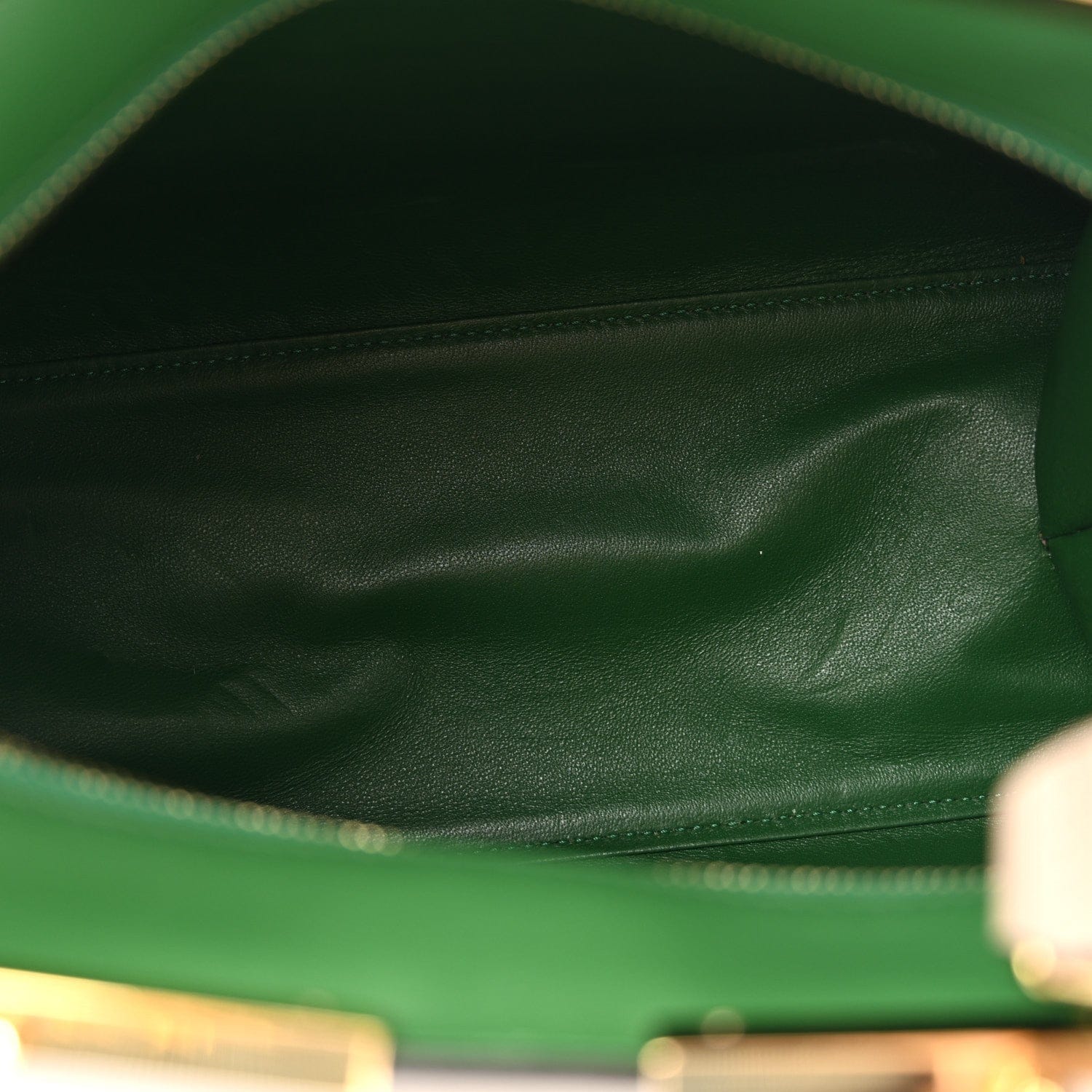 Fendi Vitello Dolce Shiny Nappa Petite 3Jours Tote Tortora Emerald