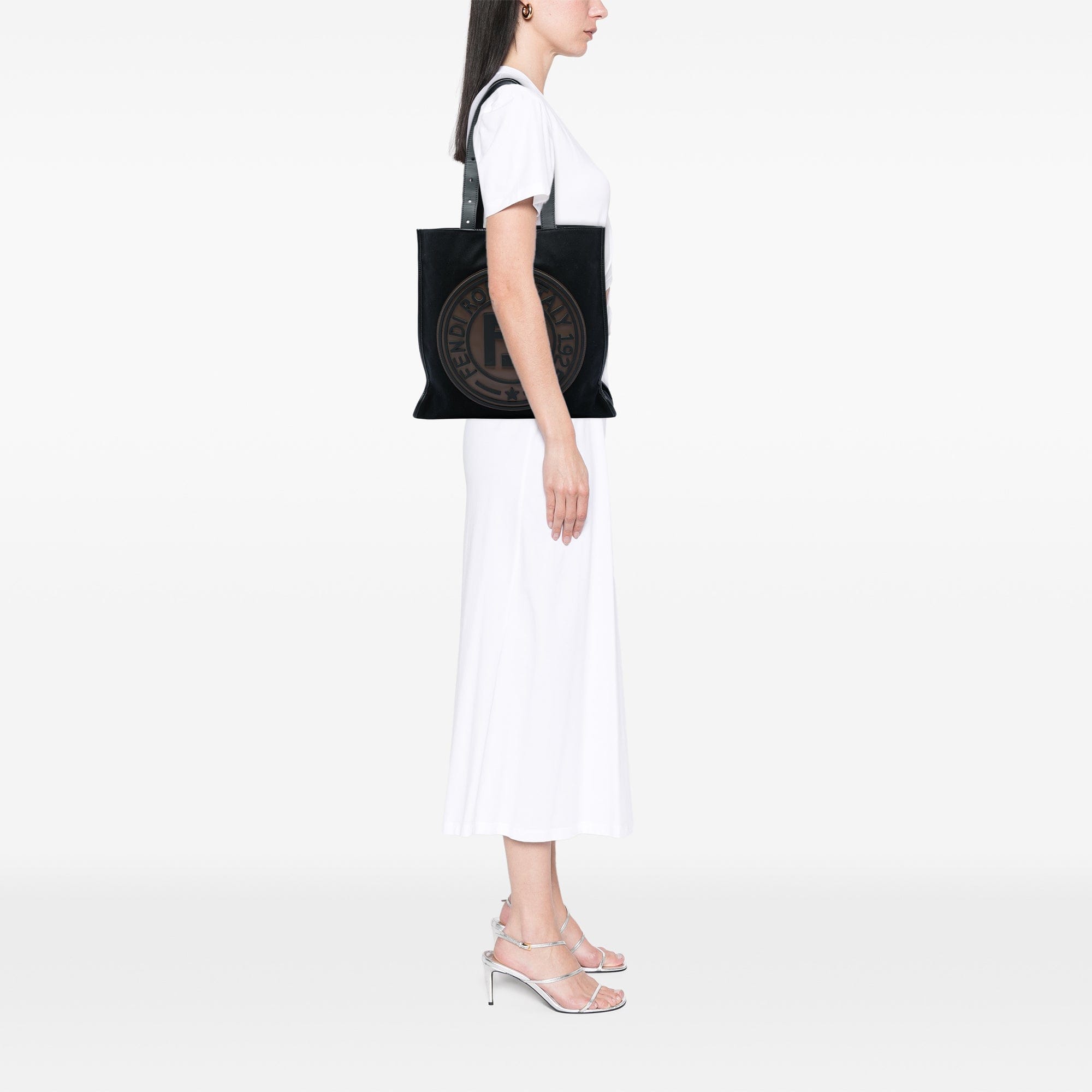 Fendi Canvas Logo Patch Tote