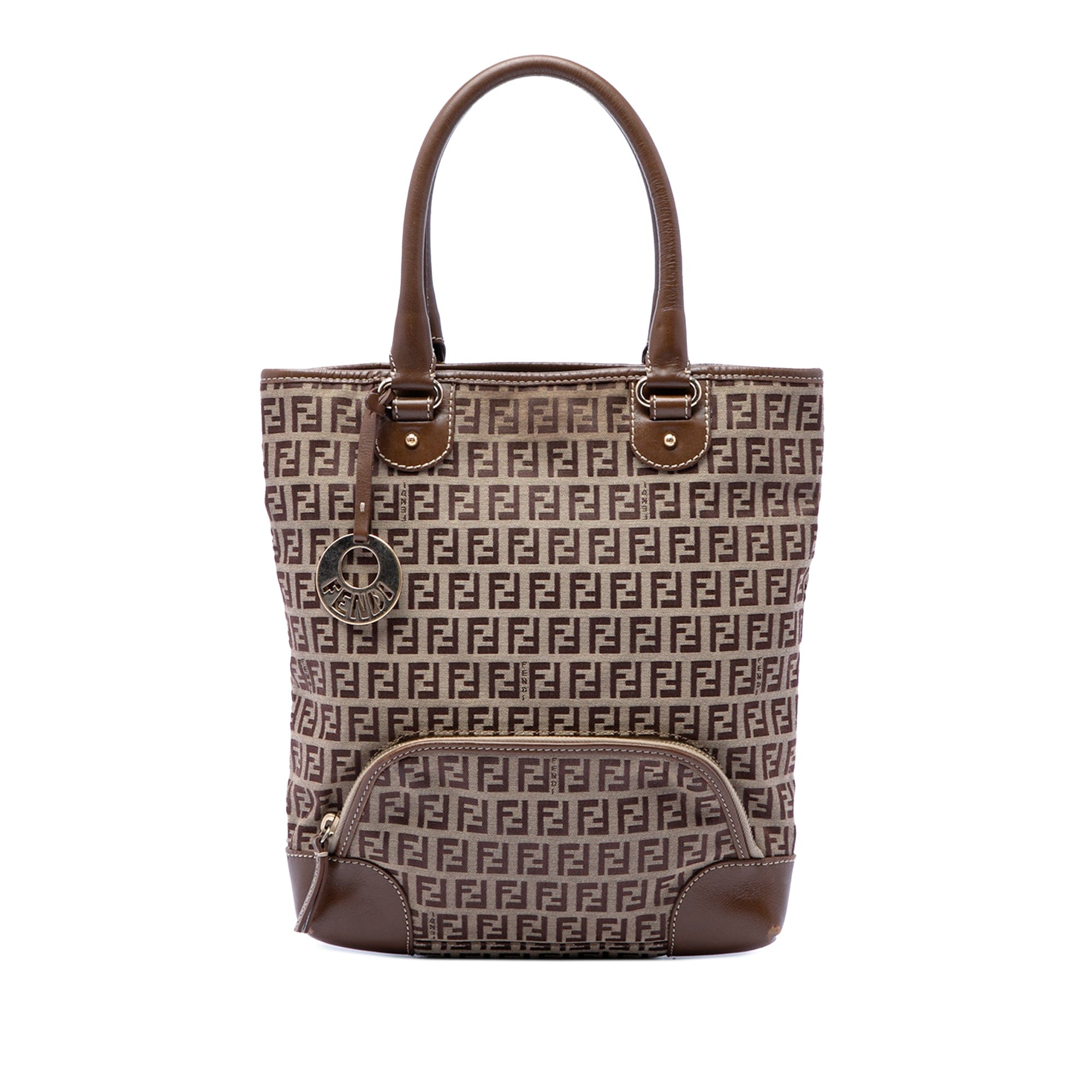 Fendi Zucchino Canvas Chef Front Pocket Shopping Tote