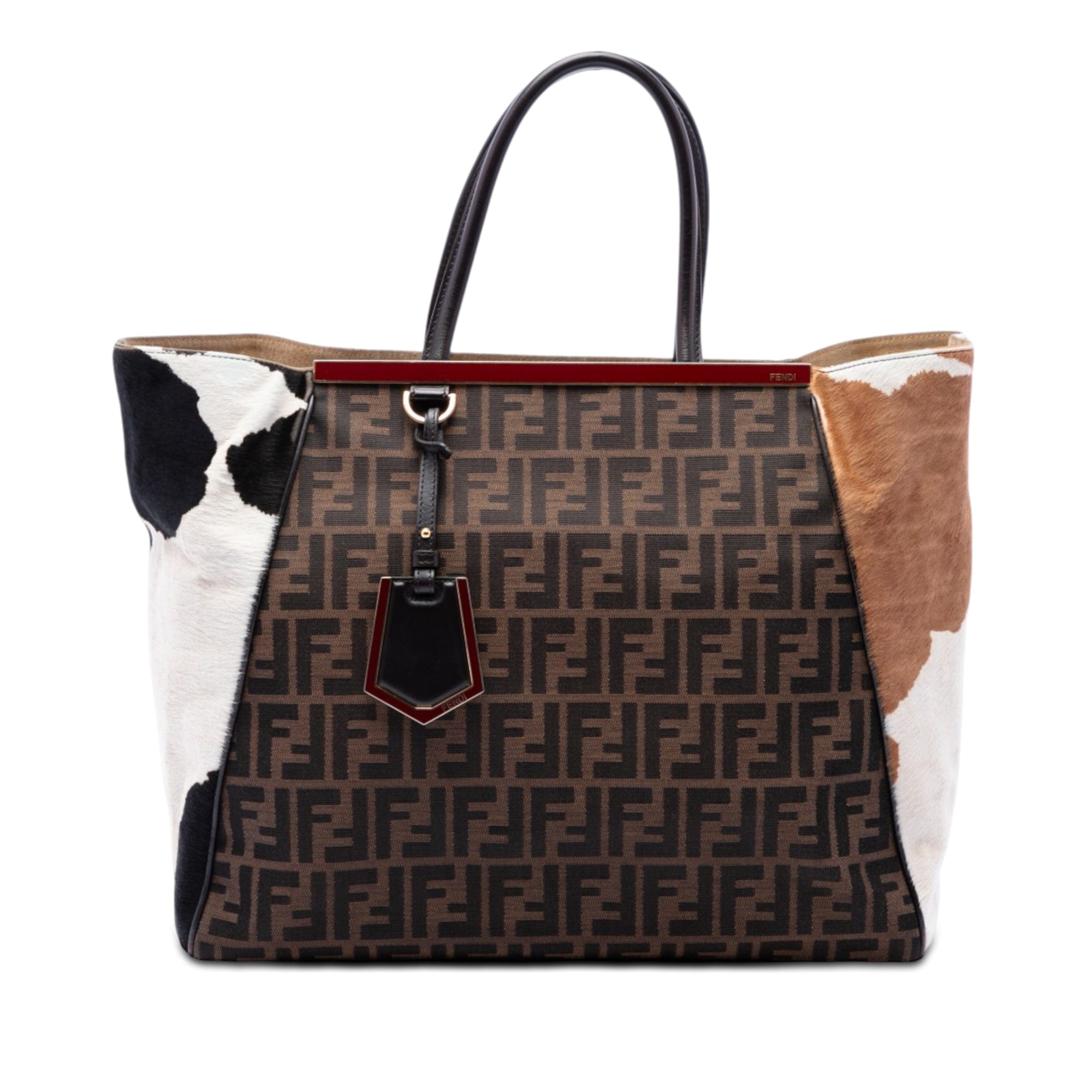 Fendi Large Zucca Canvas Ponyhair 2Jours Tote