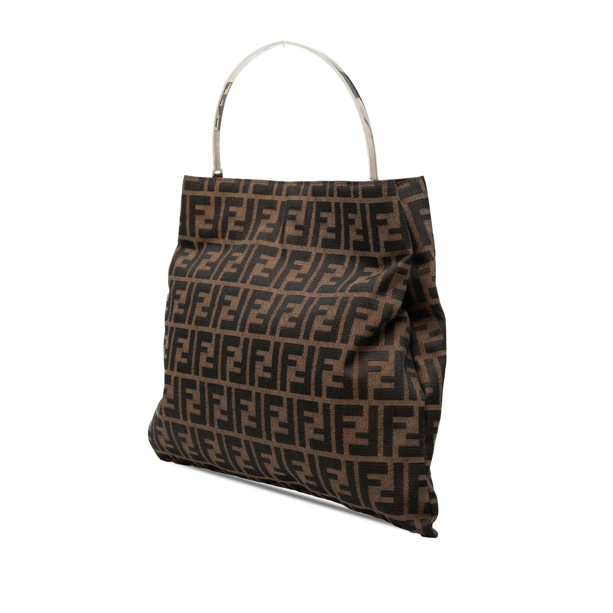 Fendi Zucca Canvas Metal Handle Tote