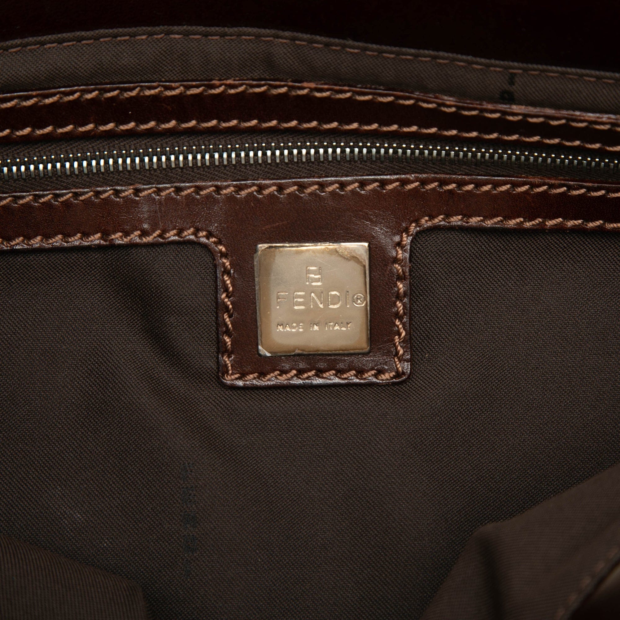Fendi Zucca Canvas Metal Handle Tote