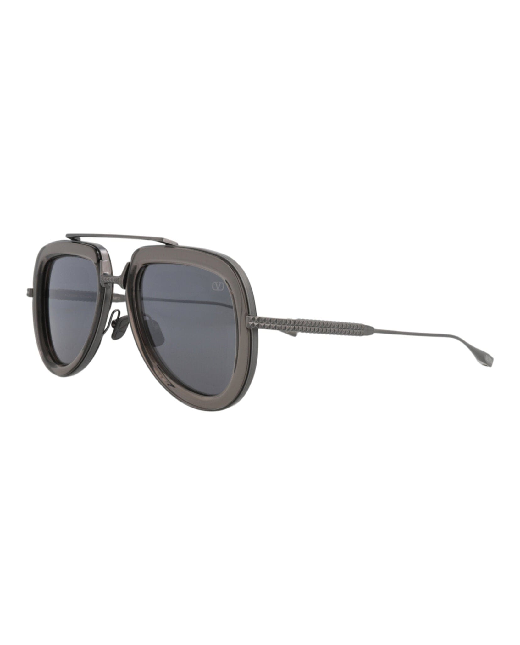 Valentino Unisex Aviator Black Black Grey Fashion Designer Eyewear
