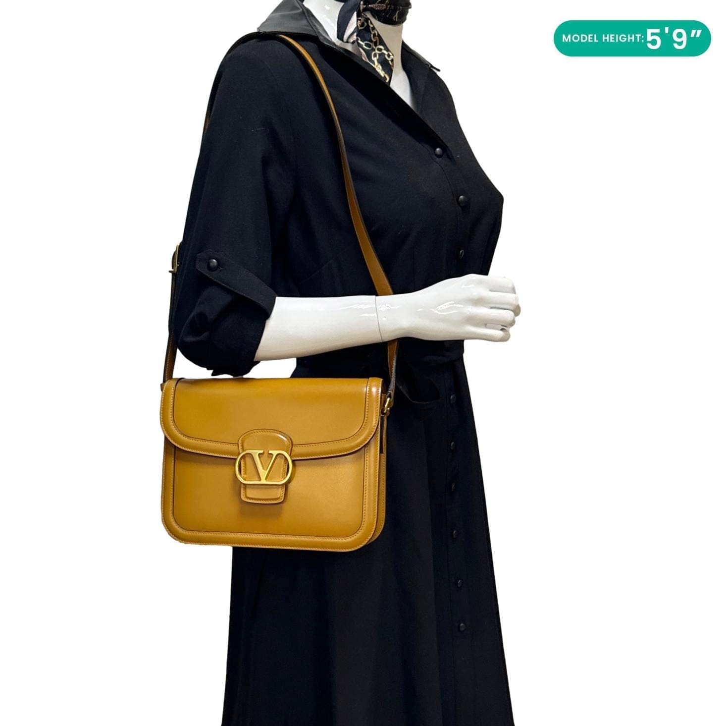 VALENTINO Garavani 9to5 Leather Shoulder Bag Dark Mustard