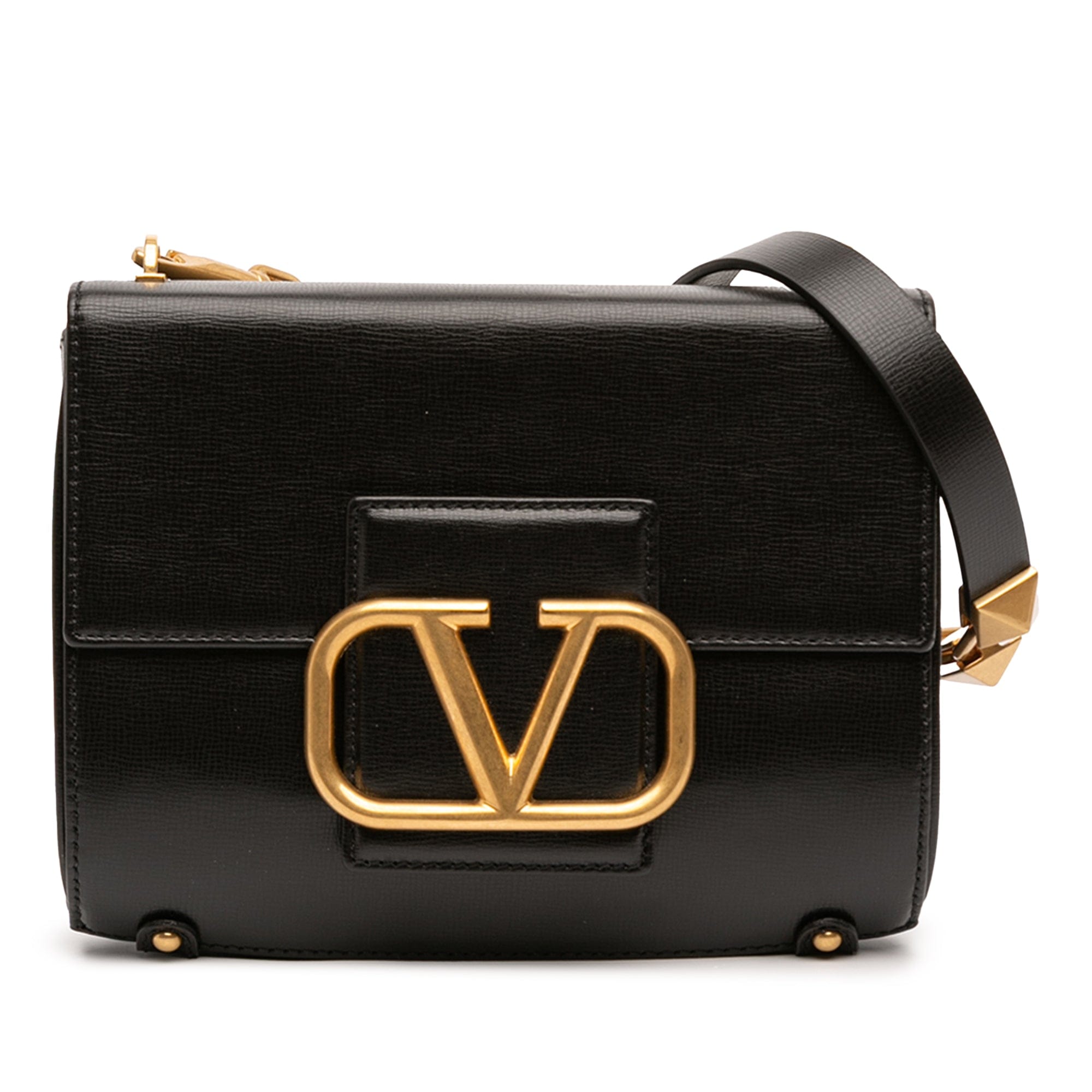 Valentino Grained Calfskin Stud Sign Shoulder Bag