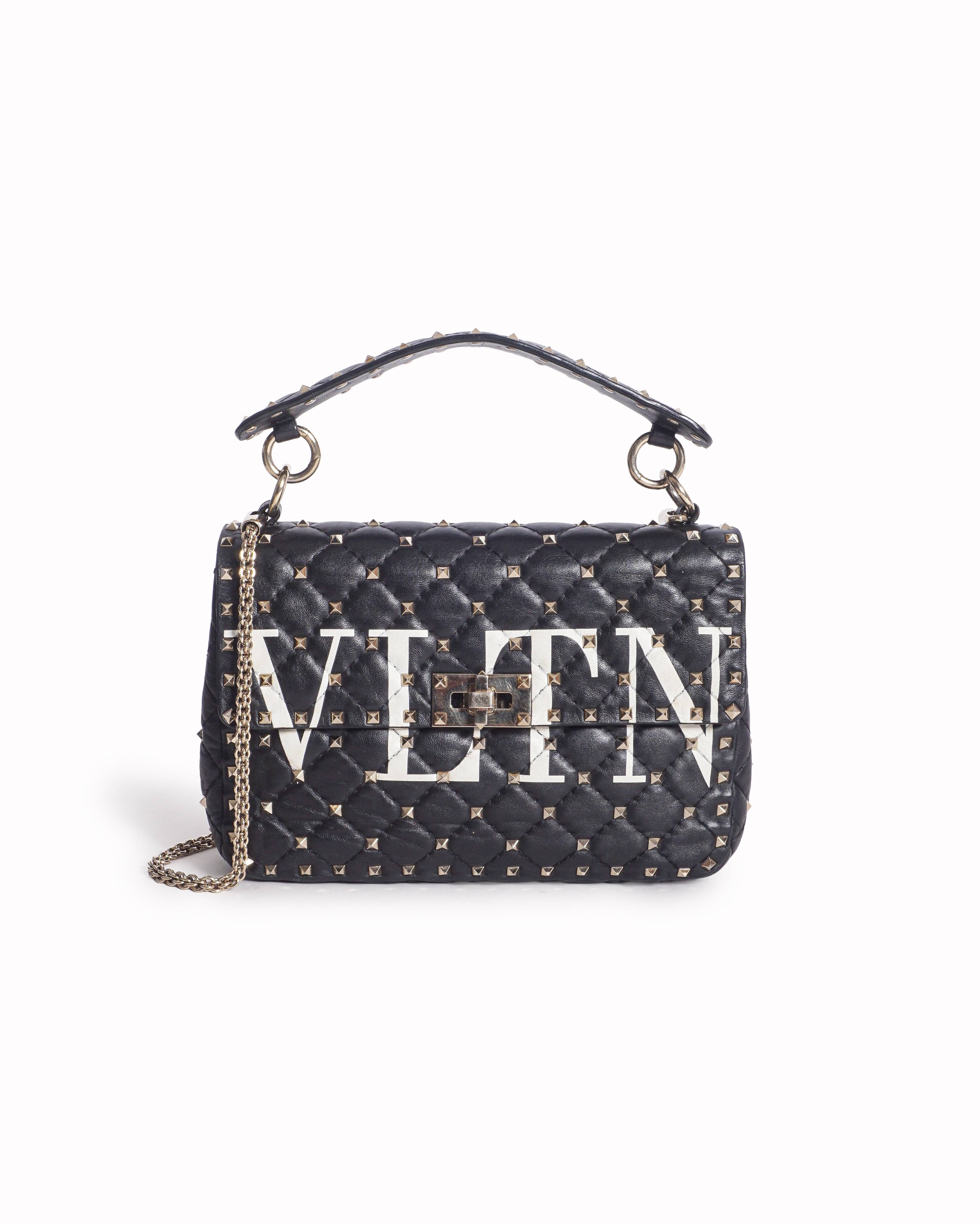 Valentino Garavani Black VLTN Quilted Rockstud Spike Shoulder Bag