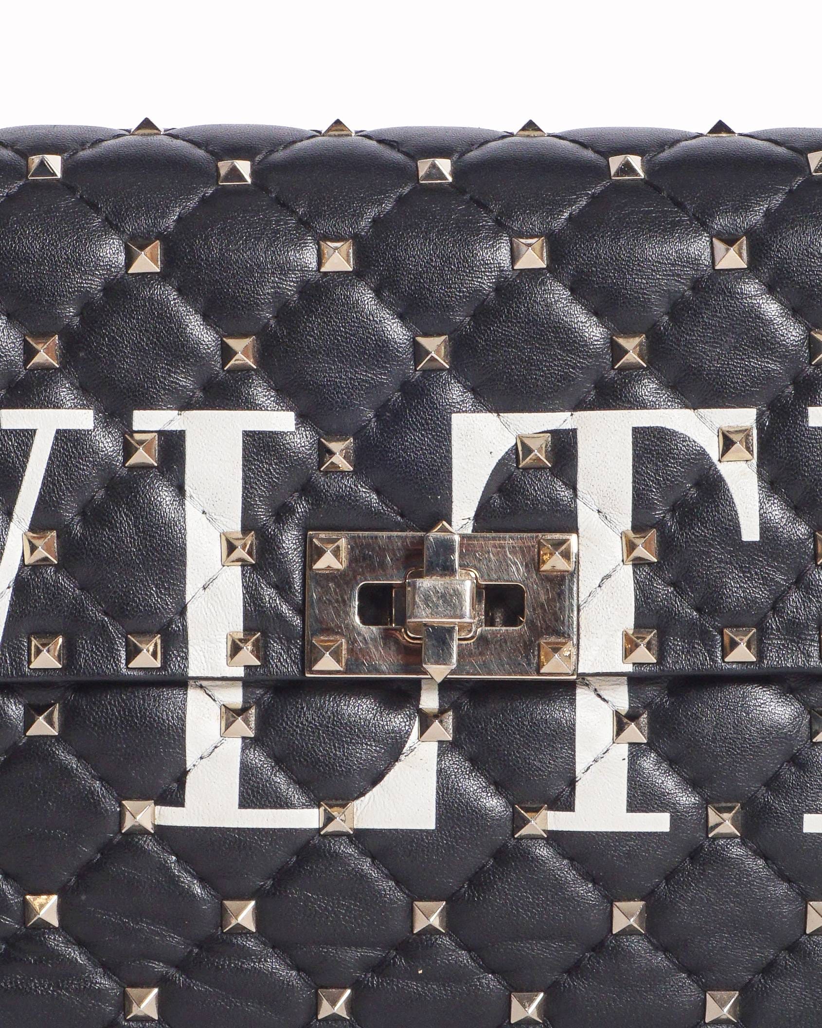 Valentino Garavani Black VLTN Quilted Rockstud Spike Shoulder Bag