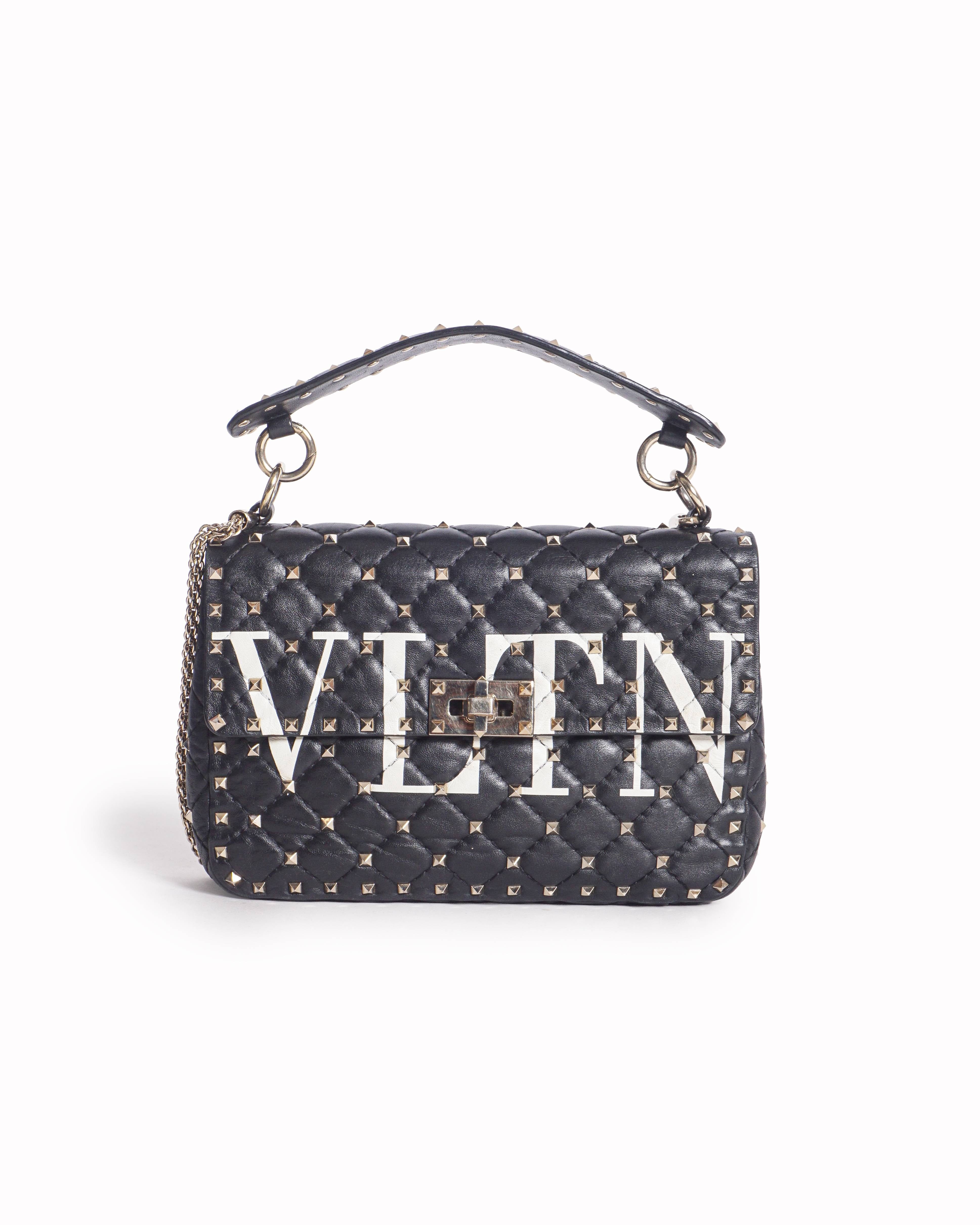 Valentino Garavani Black VLTN Quilted Rockstud Spike Shoulder Bag
