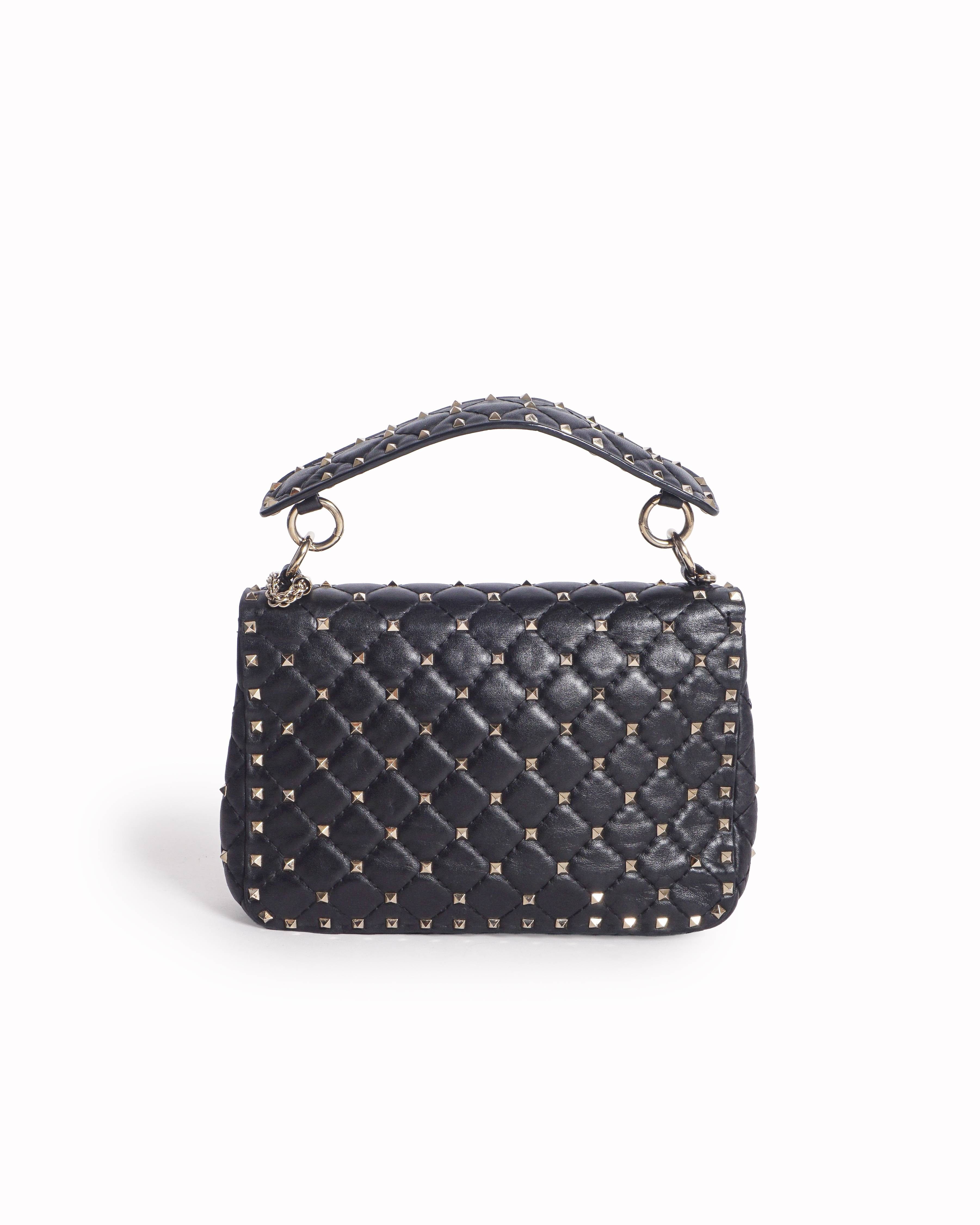 Valentino Garavani Black VLTN Quilted Rockstud Spike Shoulder Bag