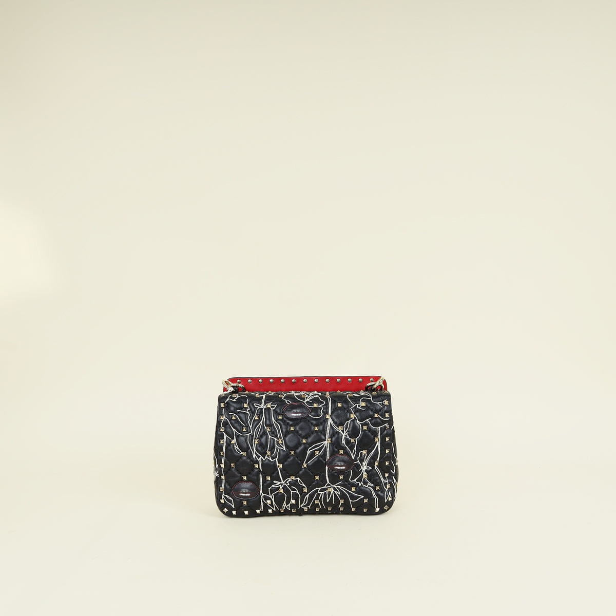 Valentino Black x Undercover Embroidered Rockstud Spike Shoulder Bag