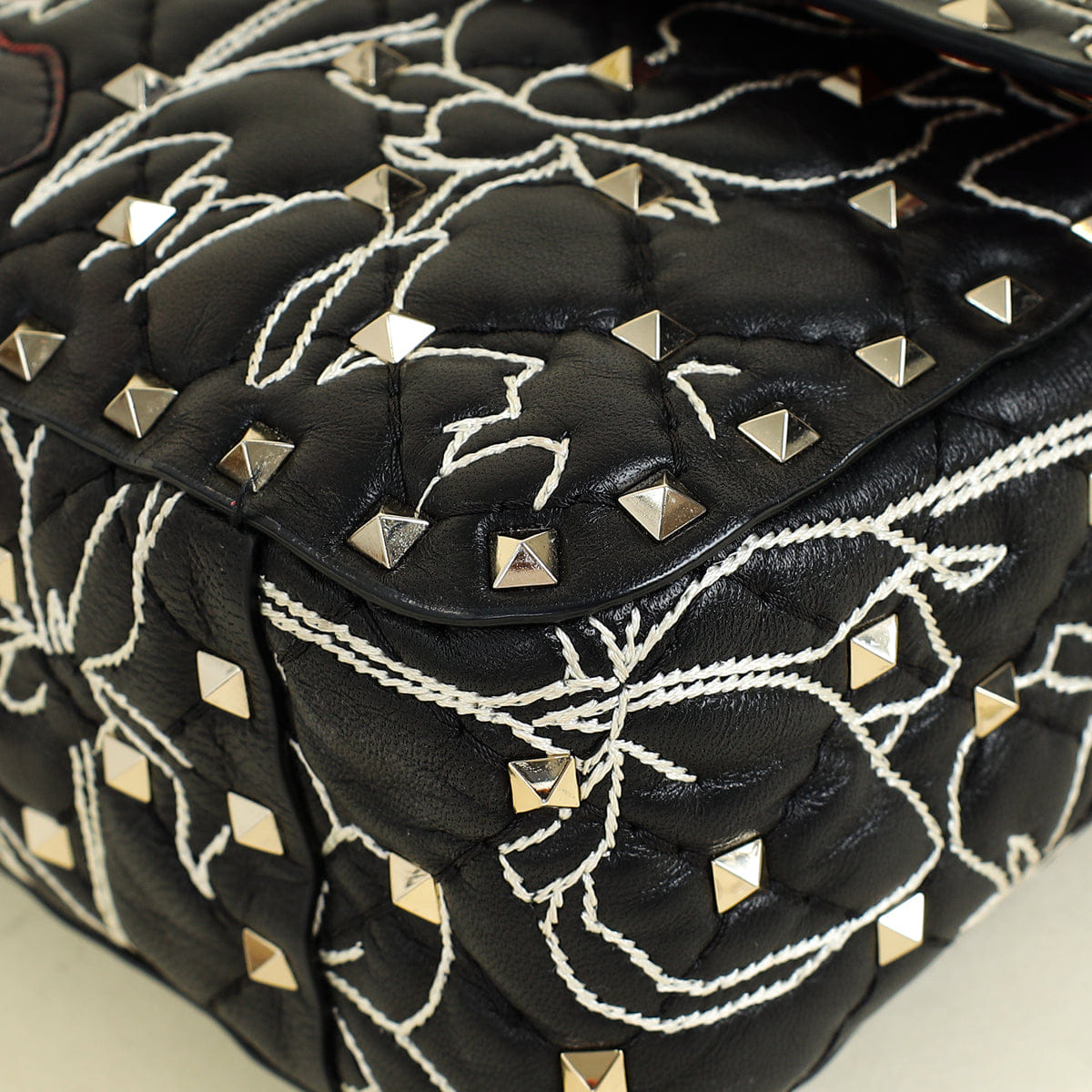 Valentino Black x Undercover Embroidered Rockstud Spike Shoulder Bag