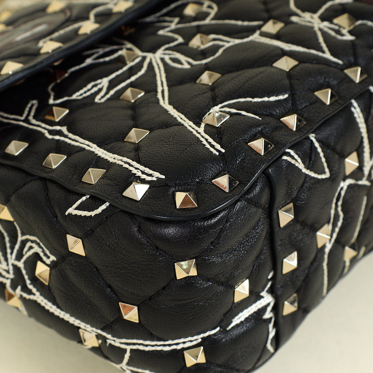 Valentino Black x Undercover Embroidered Rockstud Spike Shoulder Bag
