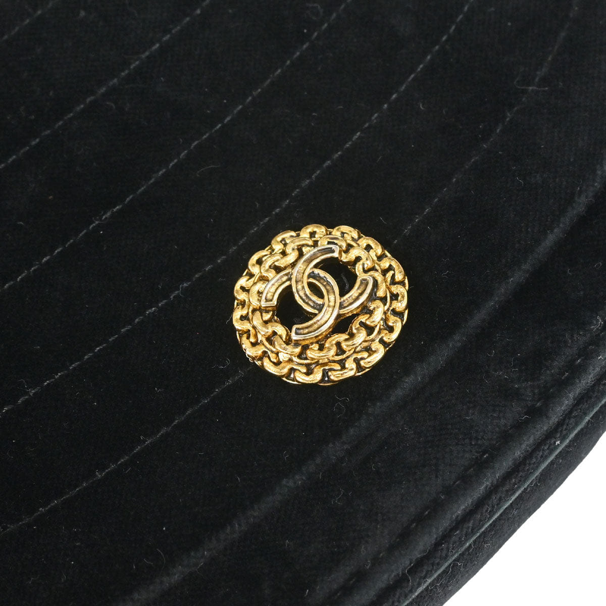 Chanel 1986 - 1988 Black Velvet Half Moon Flap Shoulder Bag