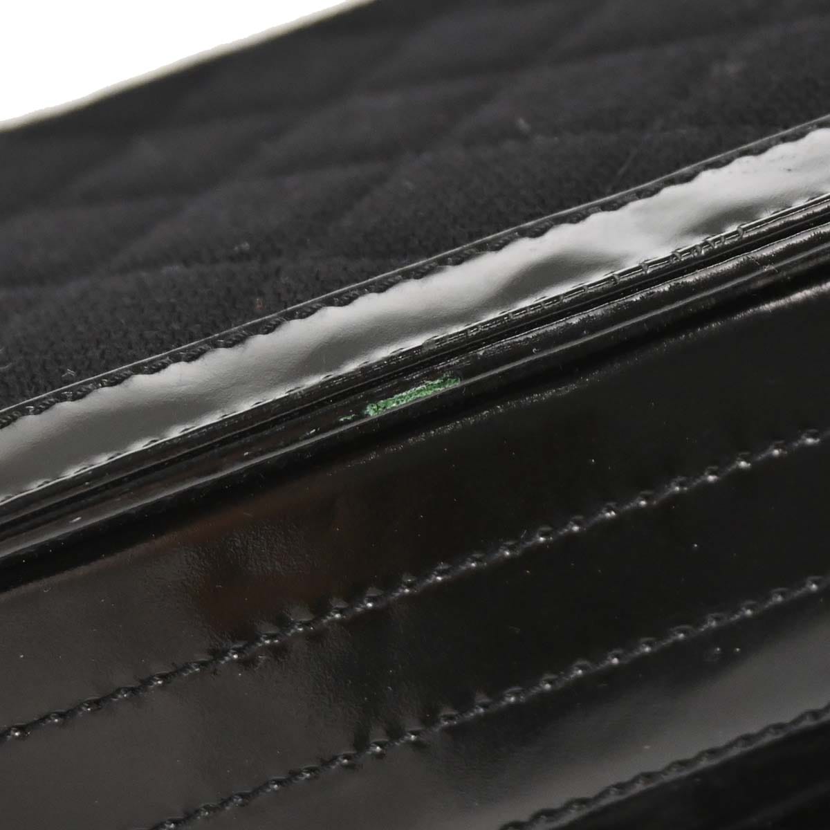 Chanel 2000 - 2001 Black Canvas Patent Leather Mademoiselle Lock Shoulder Bag