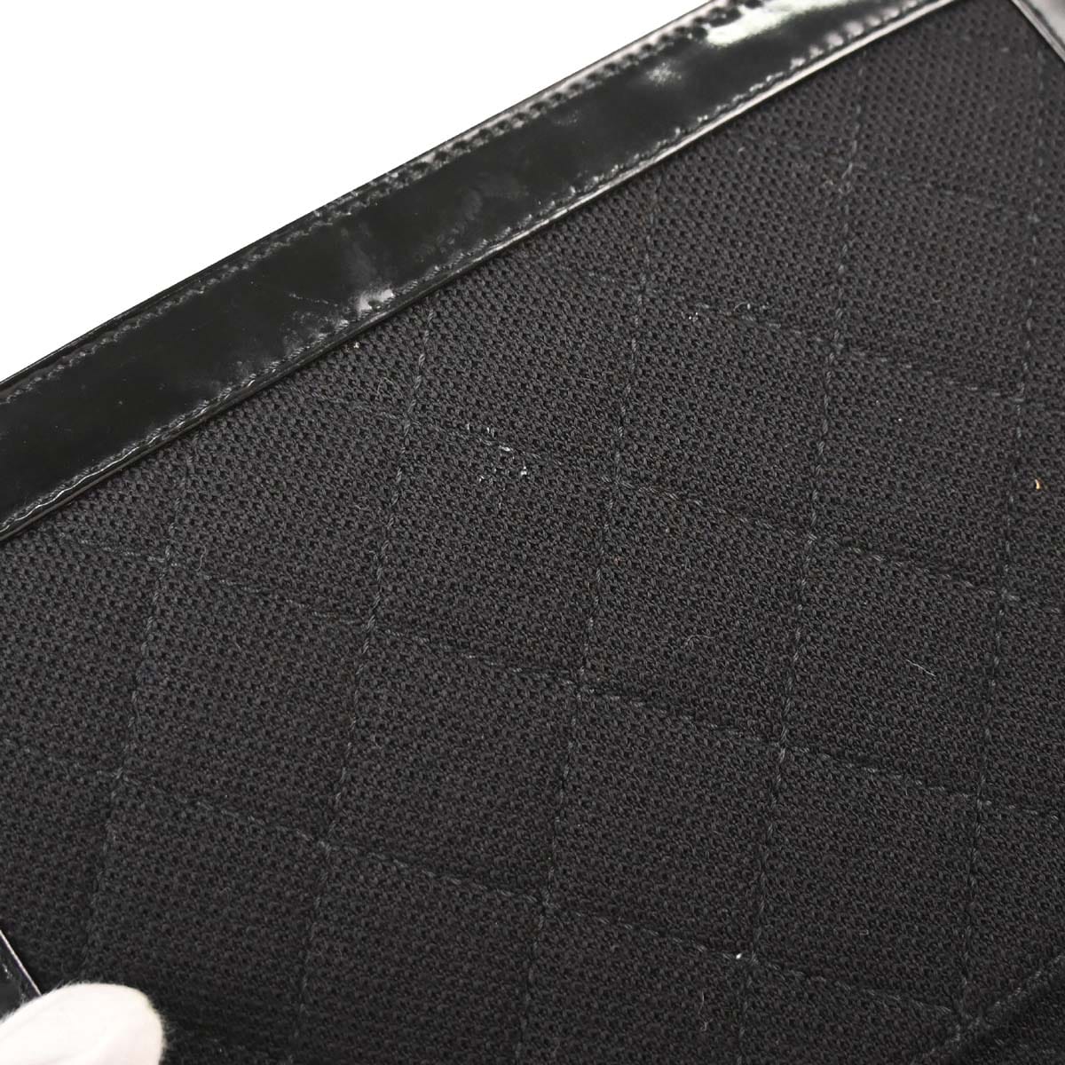 Chanel 2000 - 2001 Black Canvas Patent Leather Mademoiselle Lock Shoulder Bag