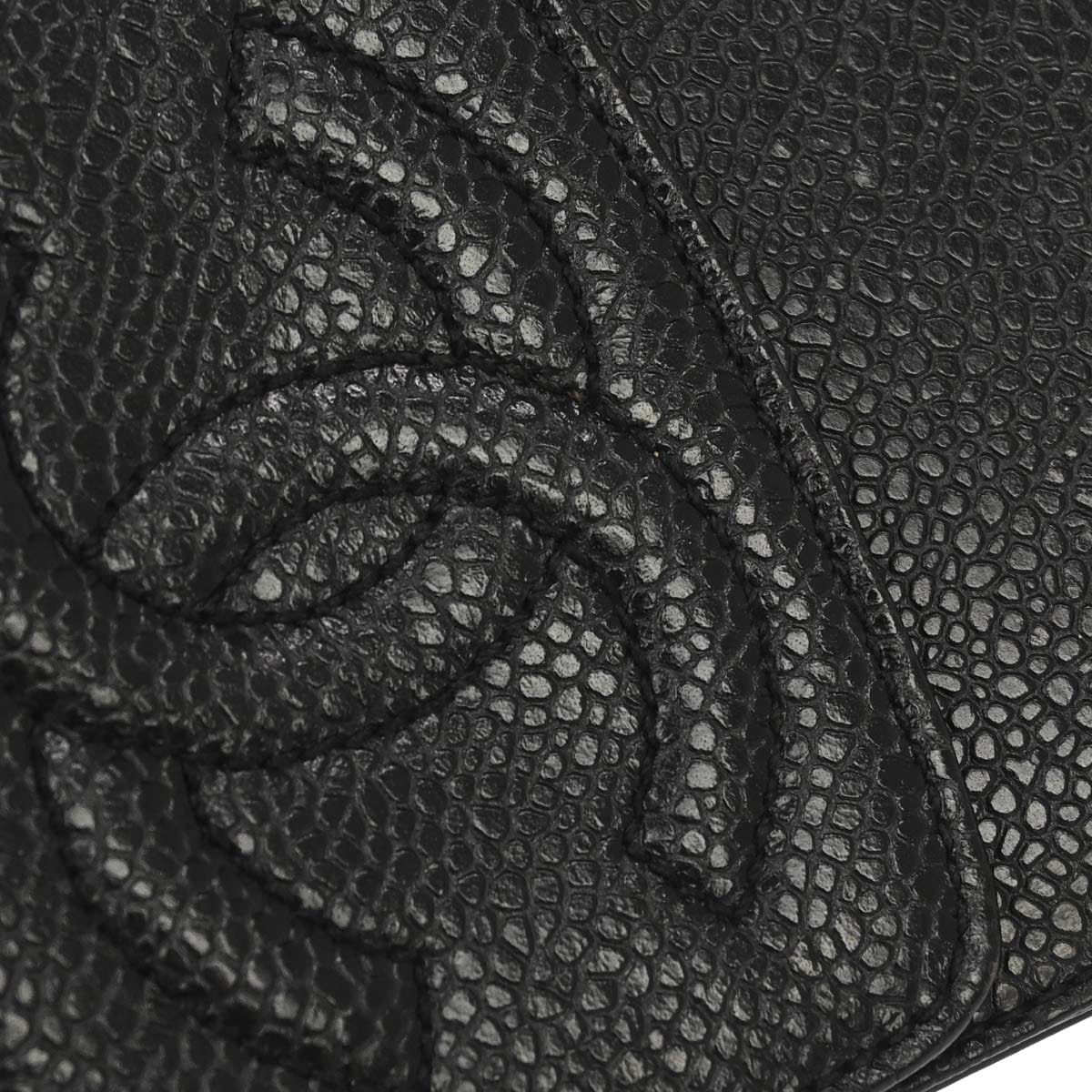 Chanel 1996 - 1997 Black Caviar Skin Chain Shoulder Bag Pochette Phone Case