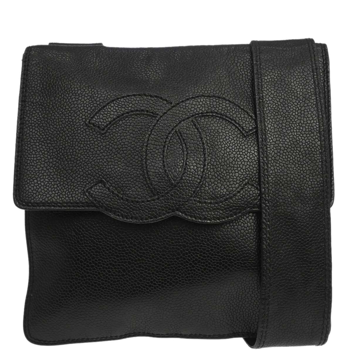 Chanel 1997 - 1999 Black Caviar Skin Shoulder Bag