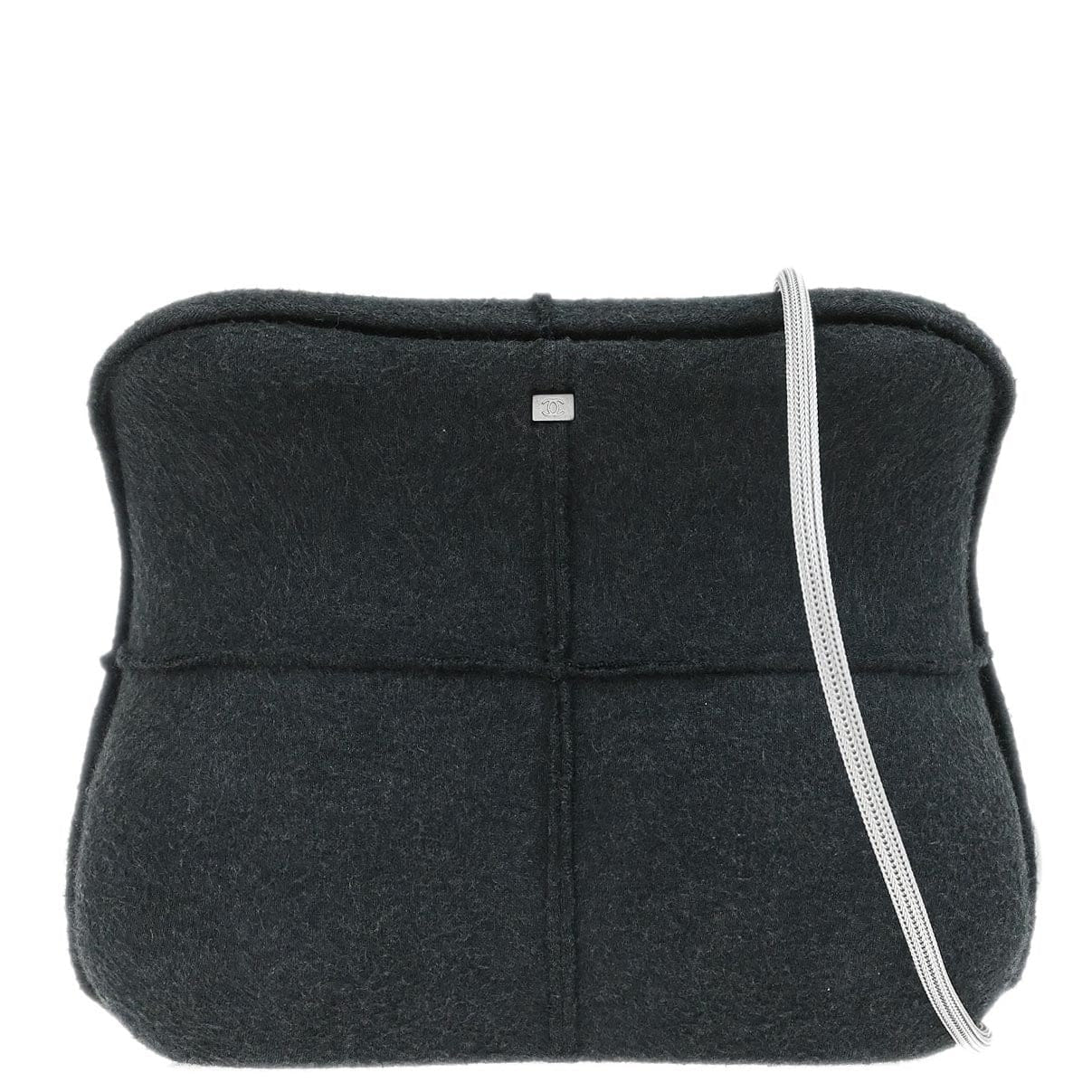 Chanel 1997 - 1999 Gray Felt Hip Bag Shoulder Bag
