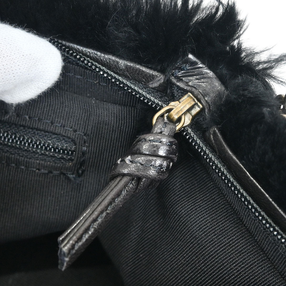Chanel 2000 - 2002 Black Rabbit Fur Shoulder Bag