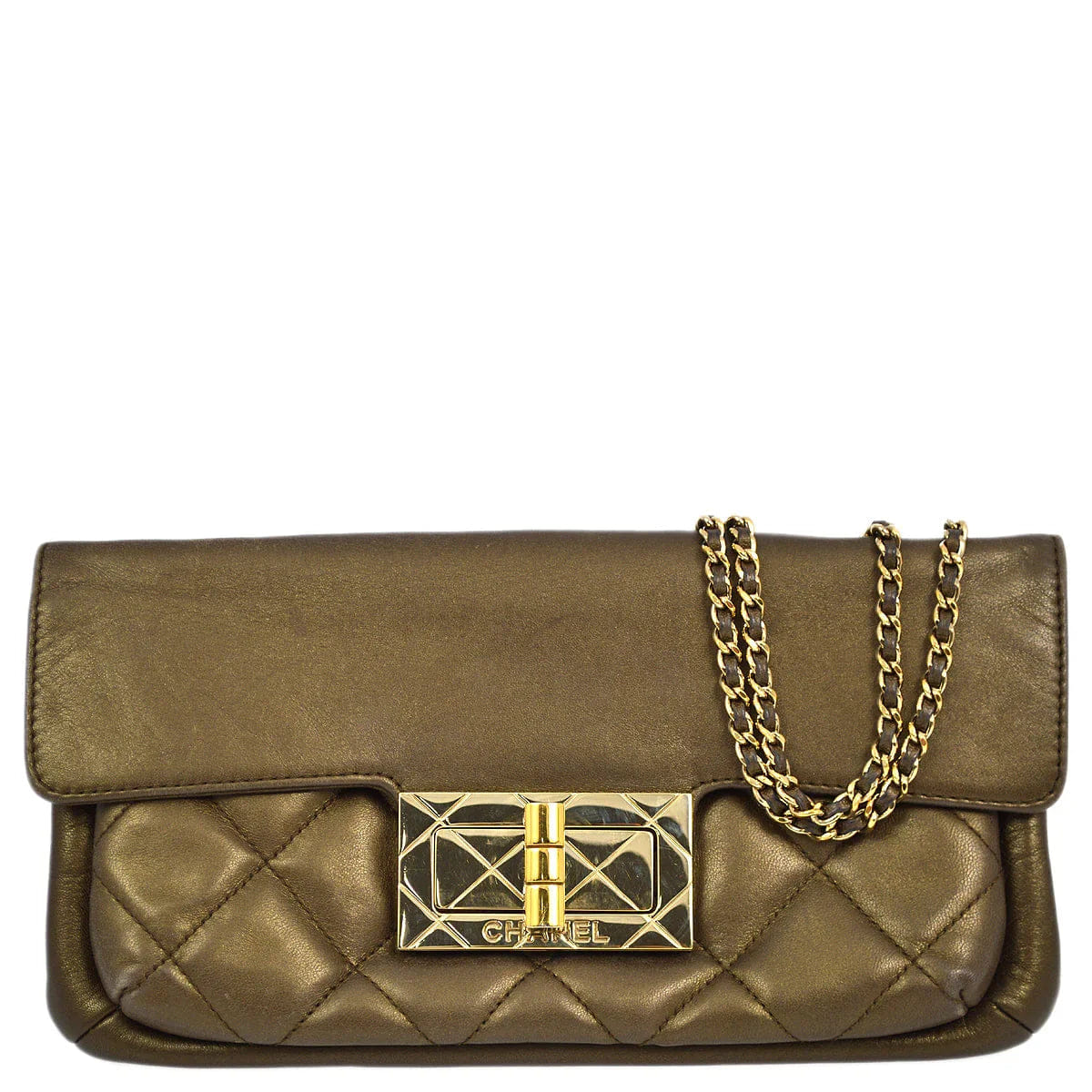 Chanel 2004 - 2005 Bronze Lambskin Mademoiselle Lock Shoulder Bag