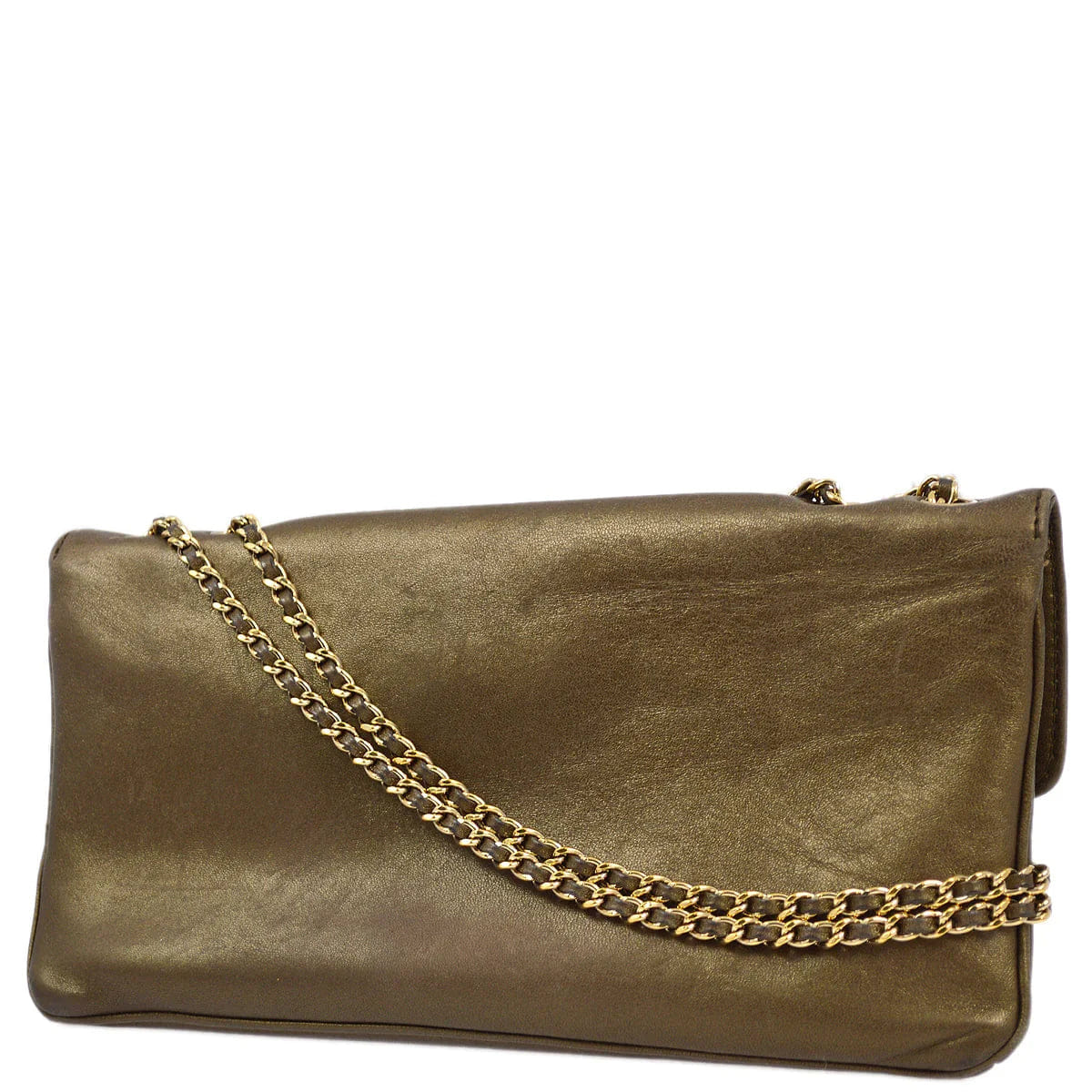 Chanel 2004 - 2005 Bronze Lambskin Mademoiselle Lock Shoulder Bag