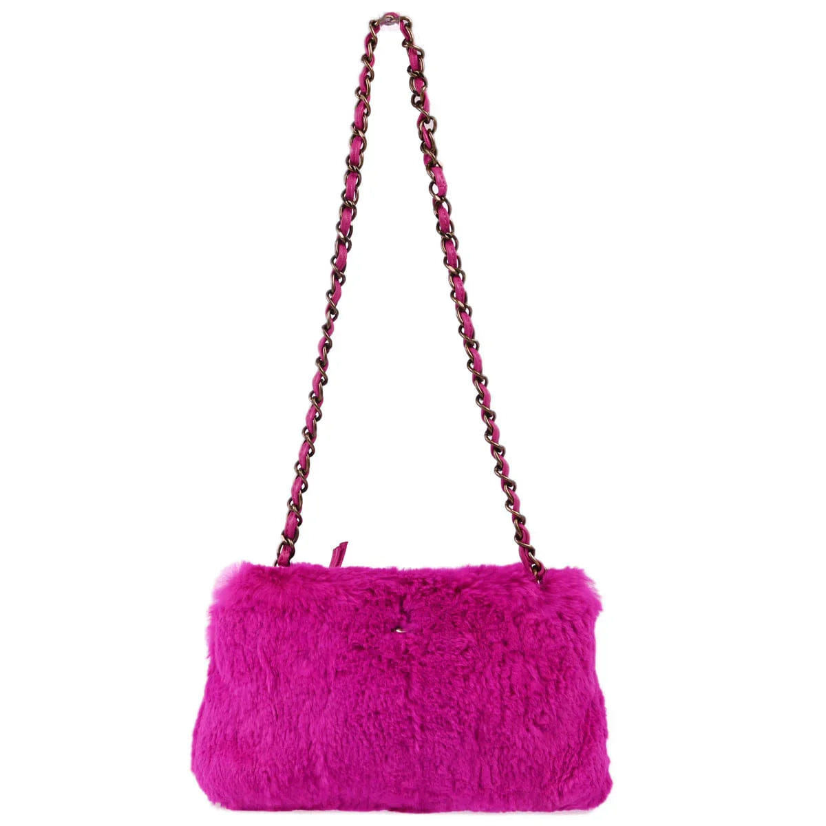 Chanel 2000 - 2001 Rabbit Fur Chain Shoulder Bag