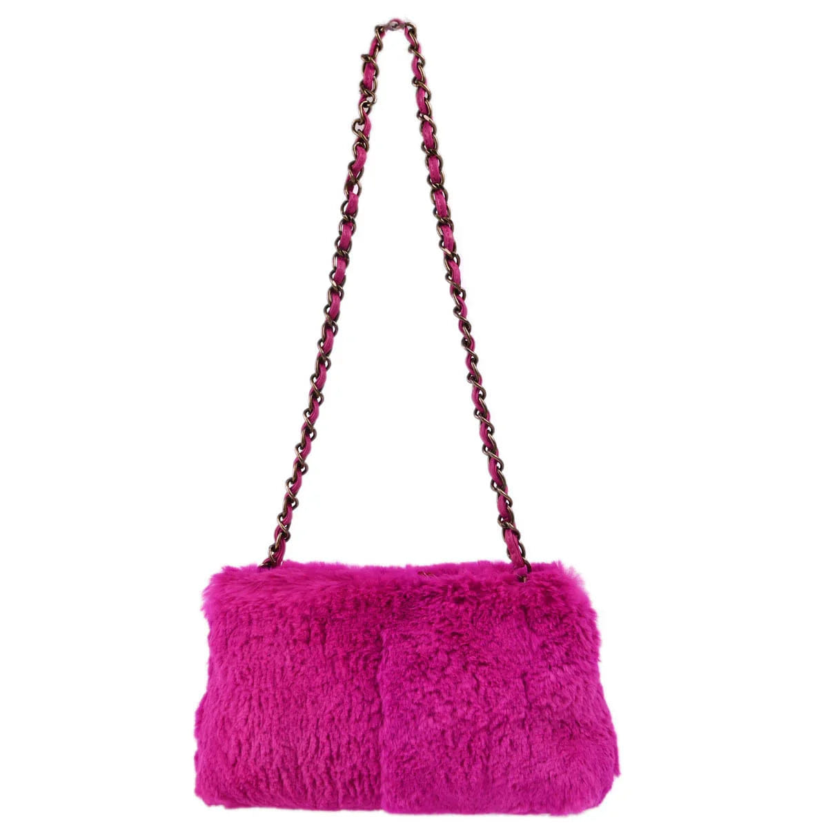 Chanel 2000 - 2001 Rabbit Fur Chain Shoulder Bag