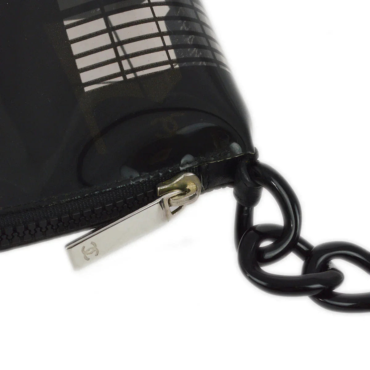 Chanel 2003 - 2004 Black Vinyl Window Chain Shoulder Bag