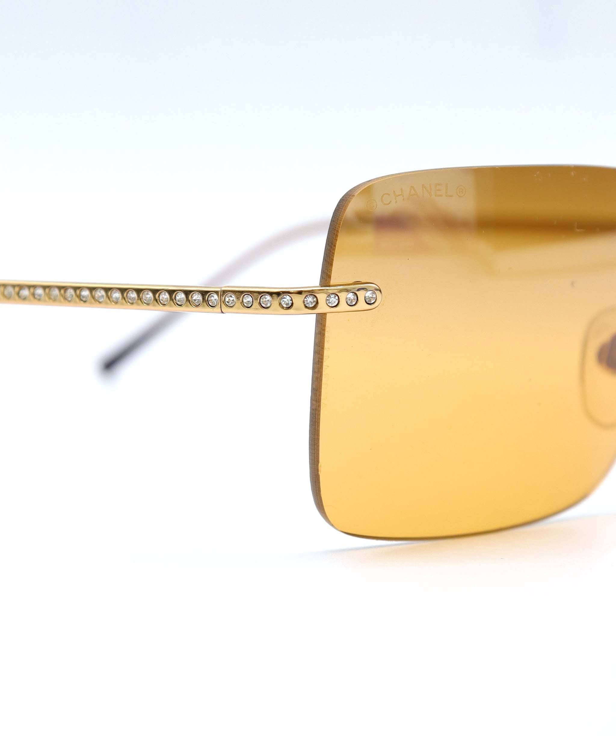 Chanel VINTAGE CHANEL COCOMARK LOGO RHINESTONE SUNGLASSES ORANGE EYEWEAR AGC3569