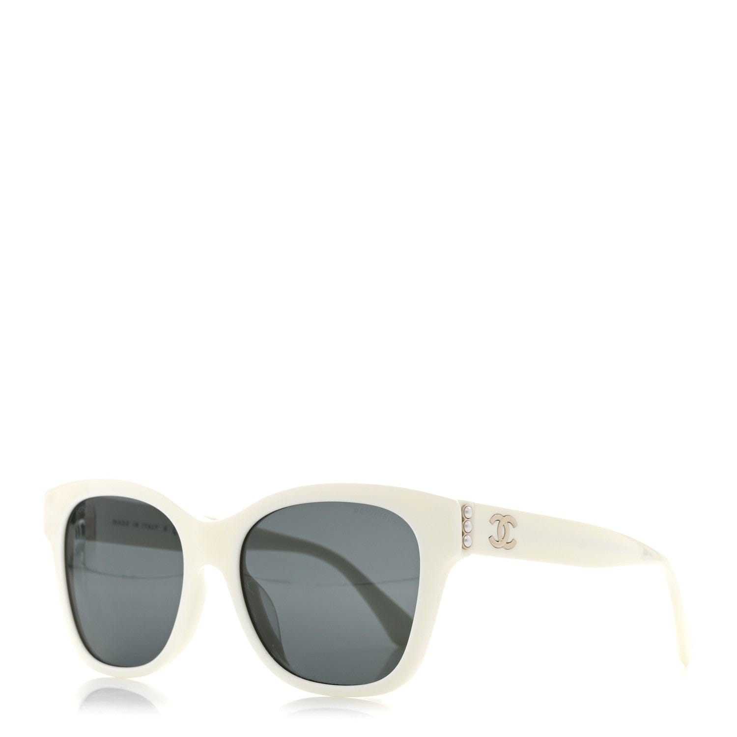 Chanel Acetate Polarized Pearl CC Square Sunglasses 5482 - H - A White