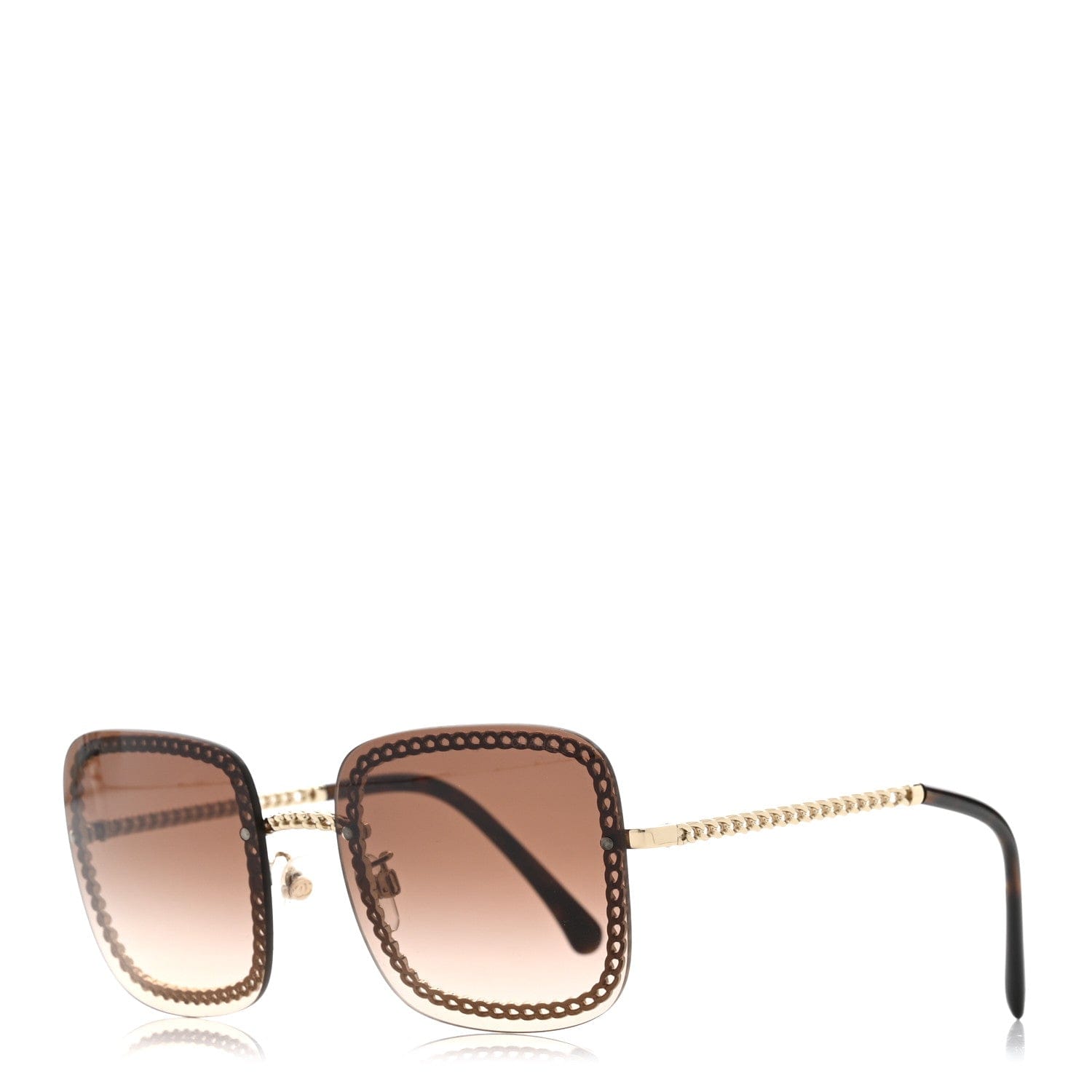 Chanel Metal Removable Chain Square Sunglasses 4244 Light Brown