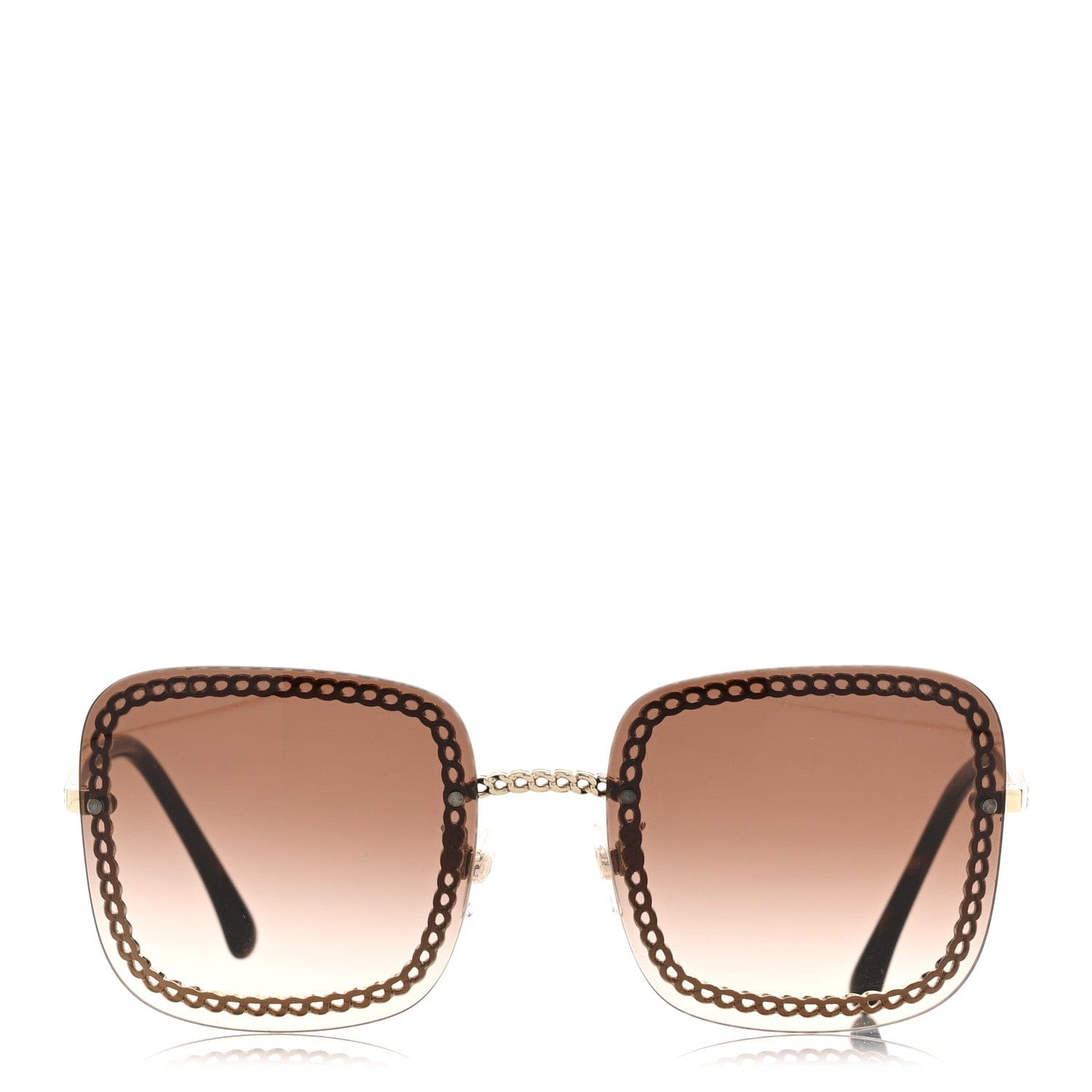 Chanel Metal Removable Chain Square Sunglasses 4244 Light Brown