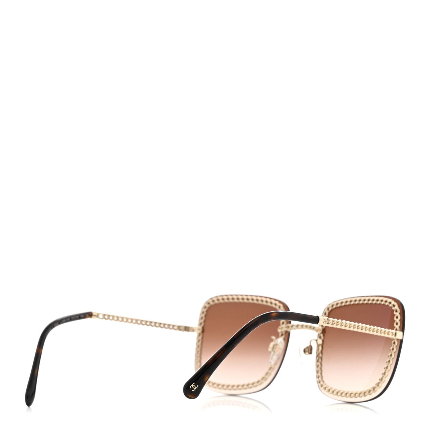 Chanel Metal Removable Chain Square Sunglasses 4244 Light Brown