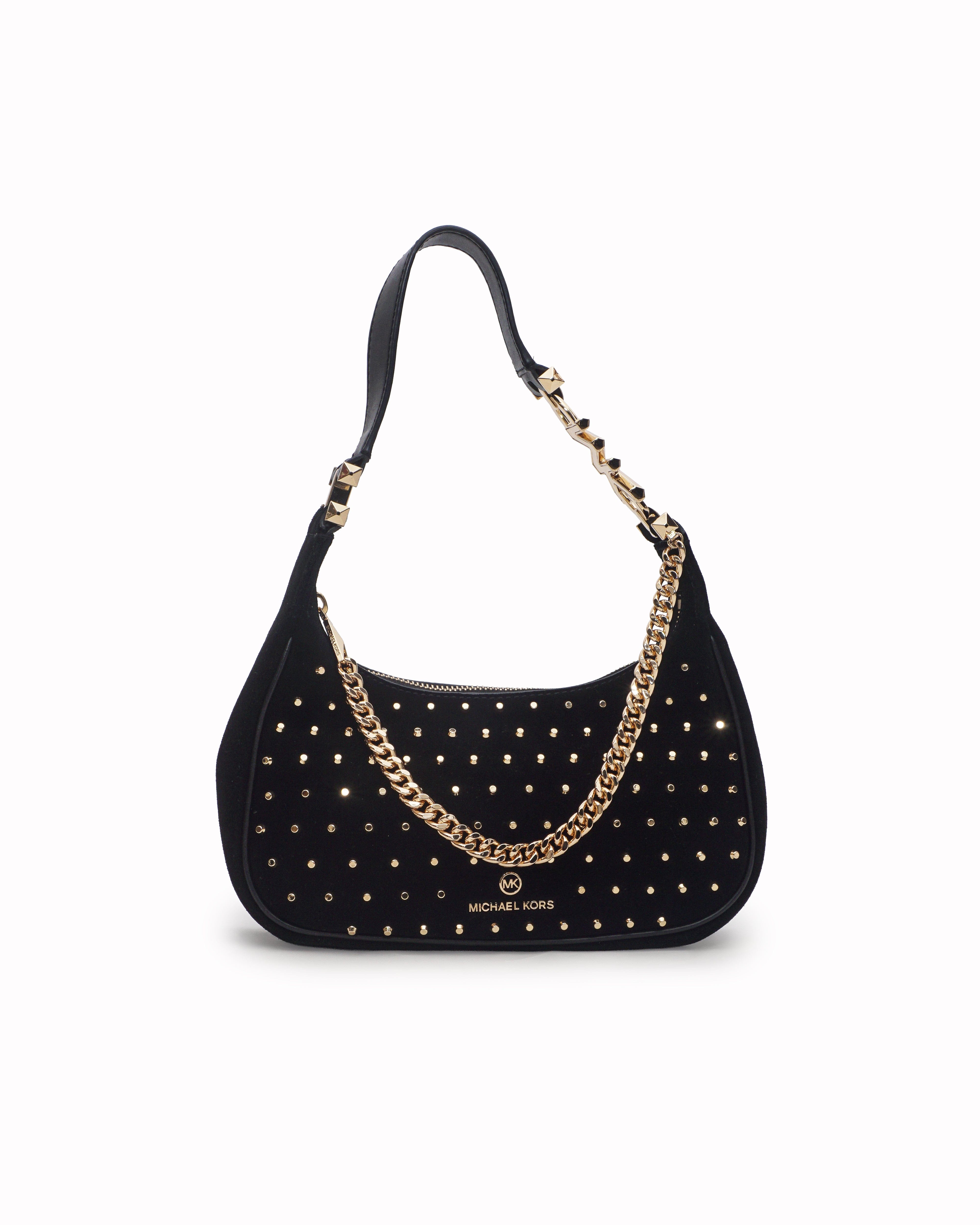 Michael Kors Black Studded Suede Shoulder Bag