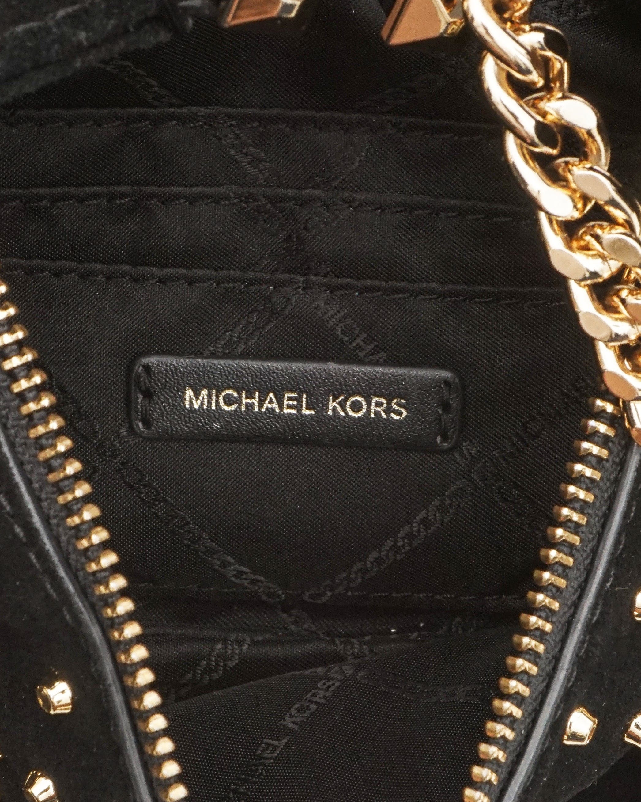 Michael Kors Black Studded Suede Shoulder Bag