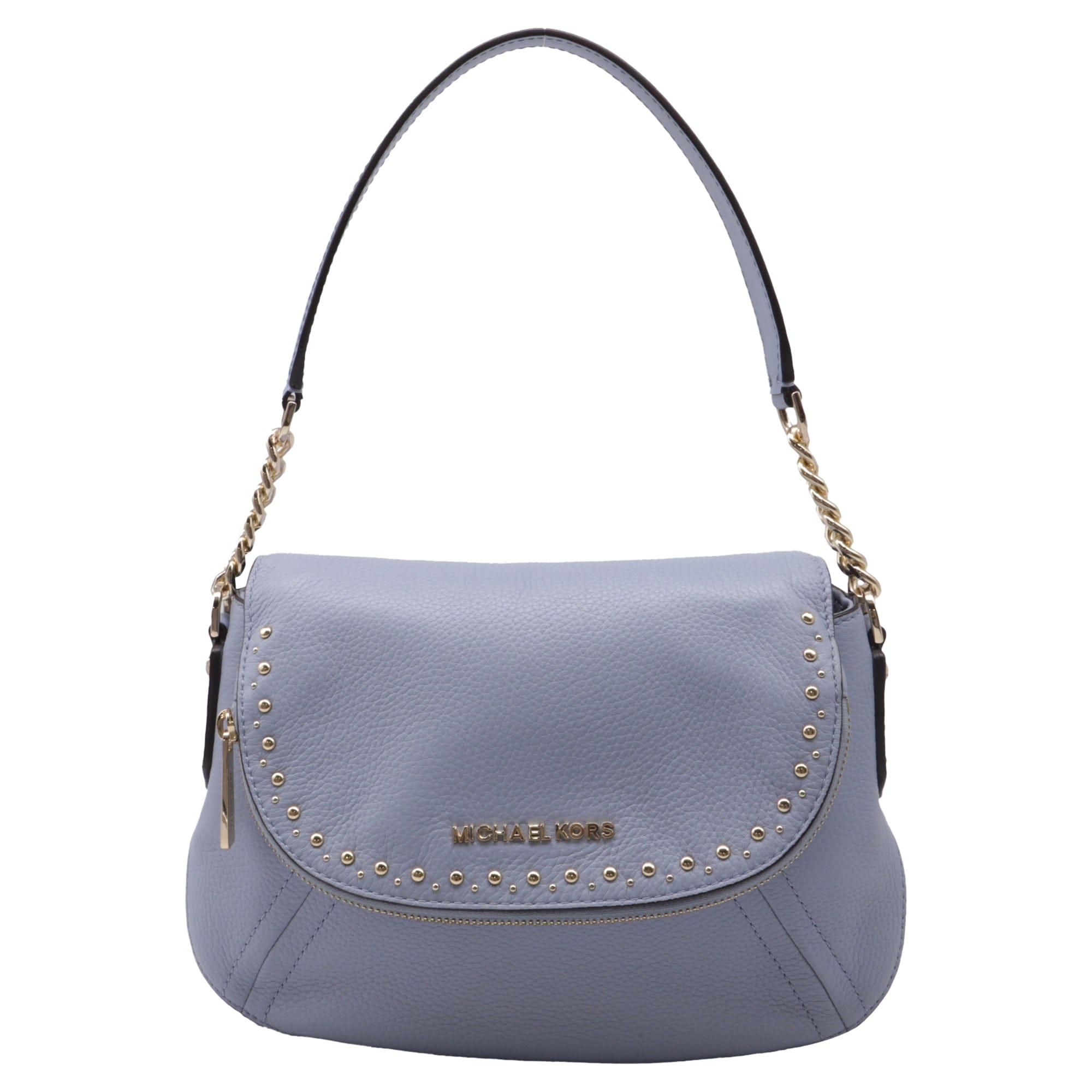 Michael Kors Aria Studded Shoulder Bag in Blue Leather
