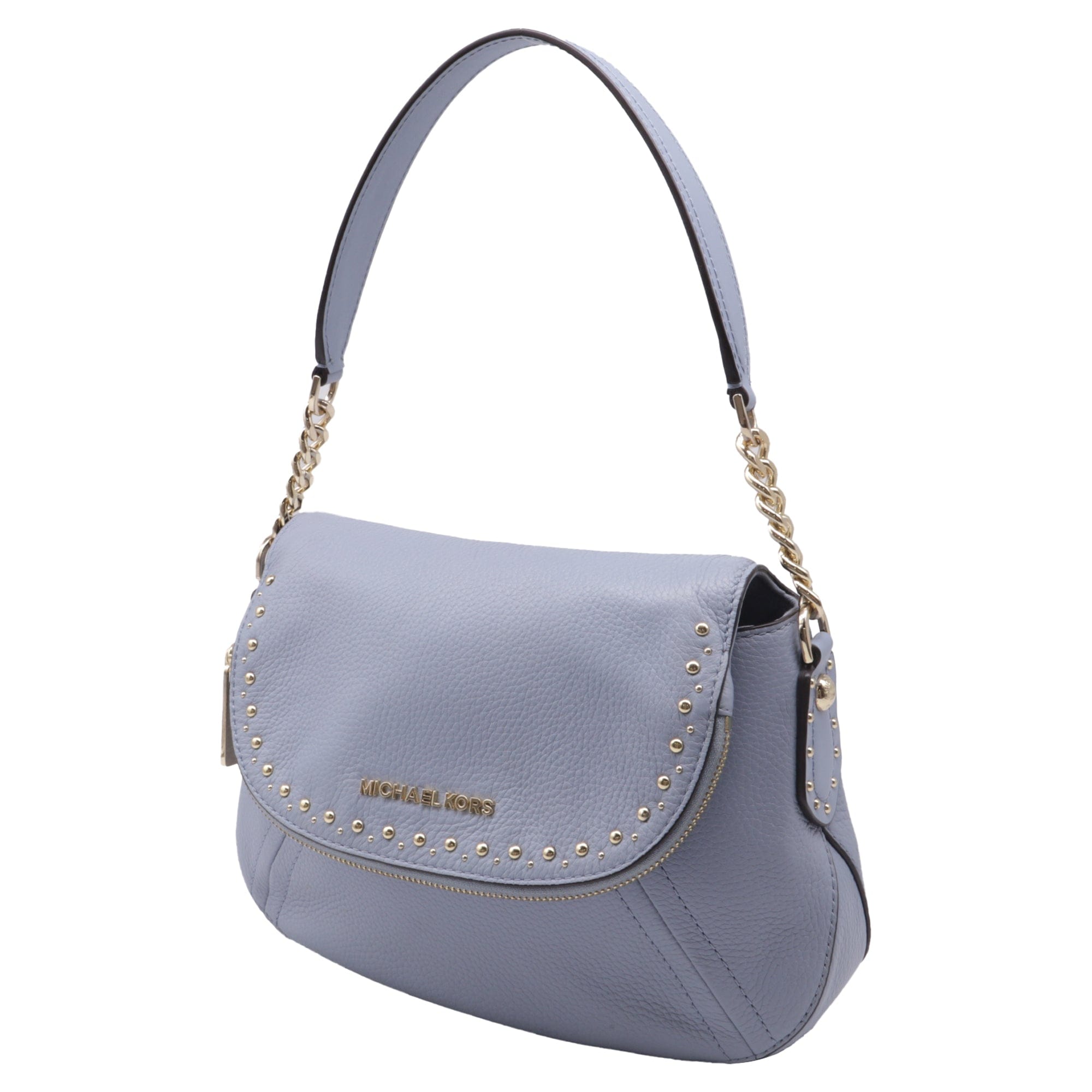 Michael Kors Aria Studded Shoulder Bag in Blue Leather