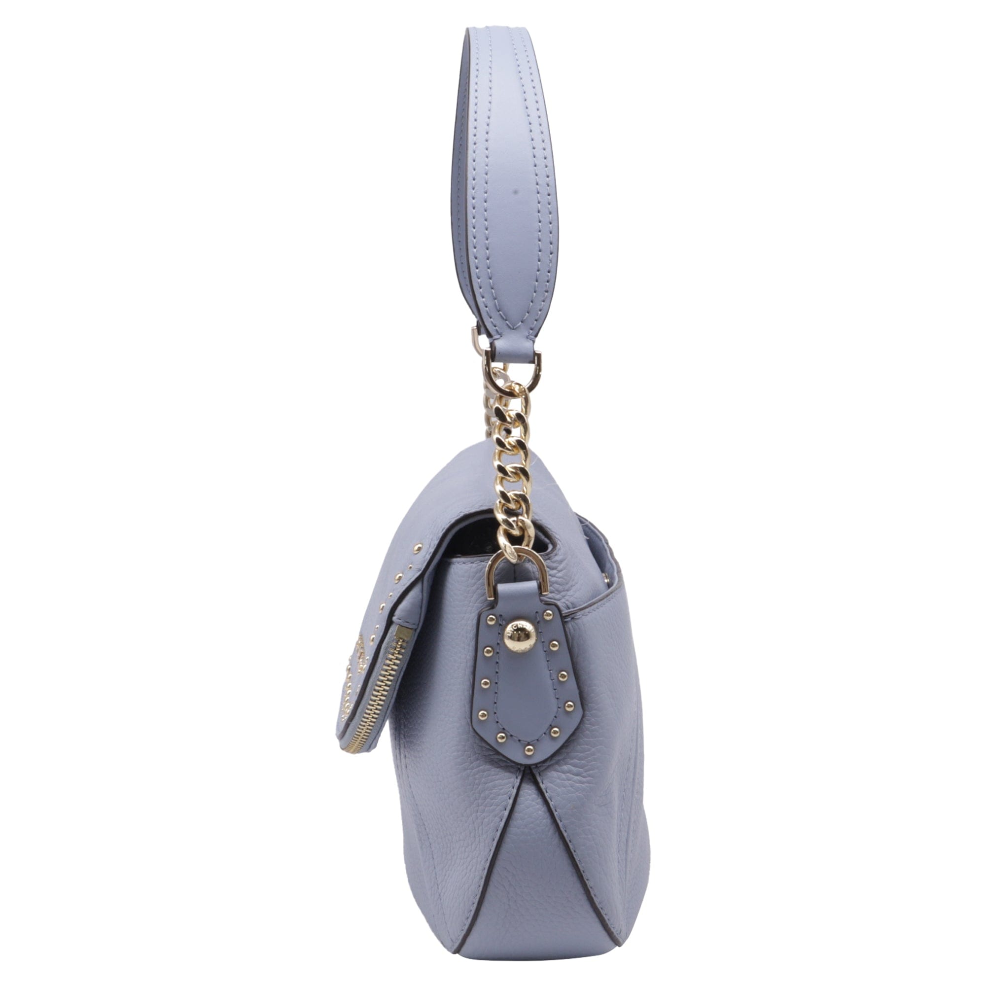 Michael Kors Aria Studded Shoulder Bag in Blue Leather