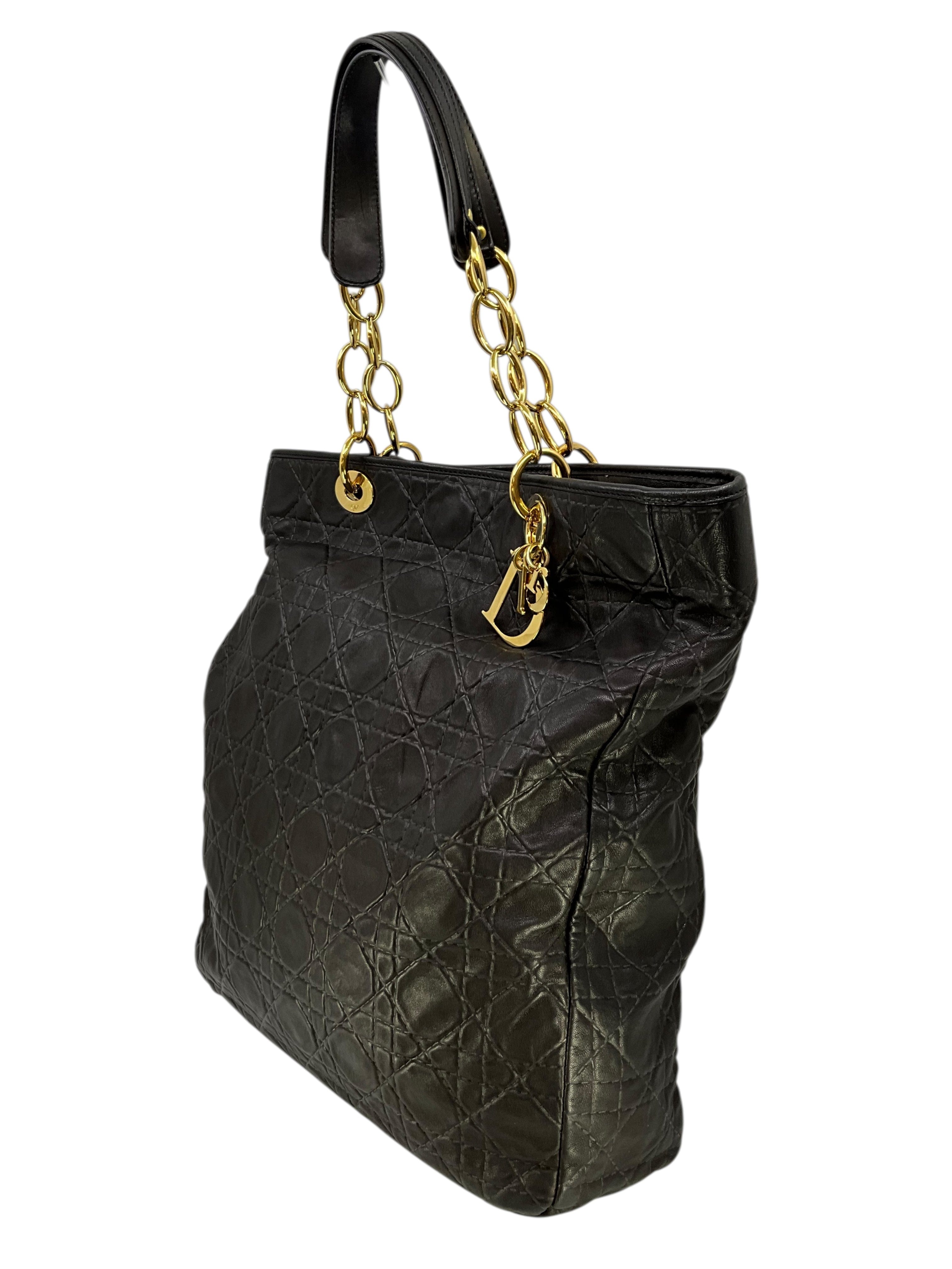 Christian Dior Lambskin Cannage Lady Dior Soft Shopping Tote