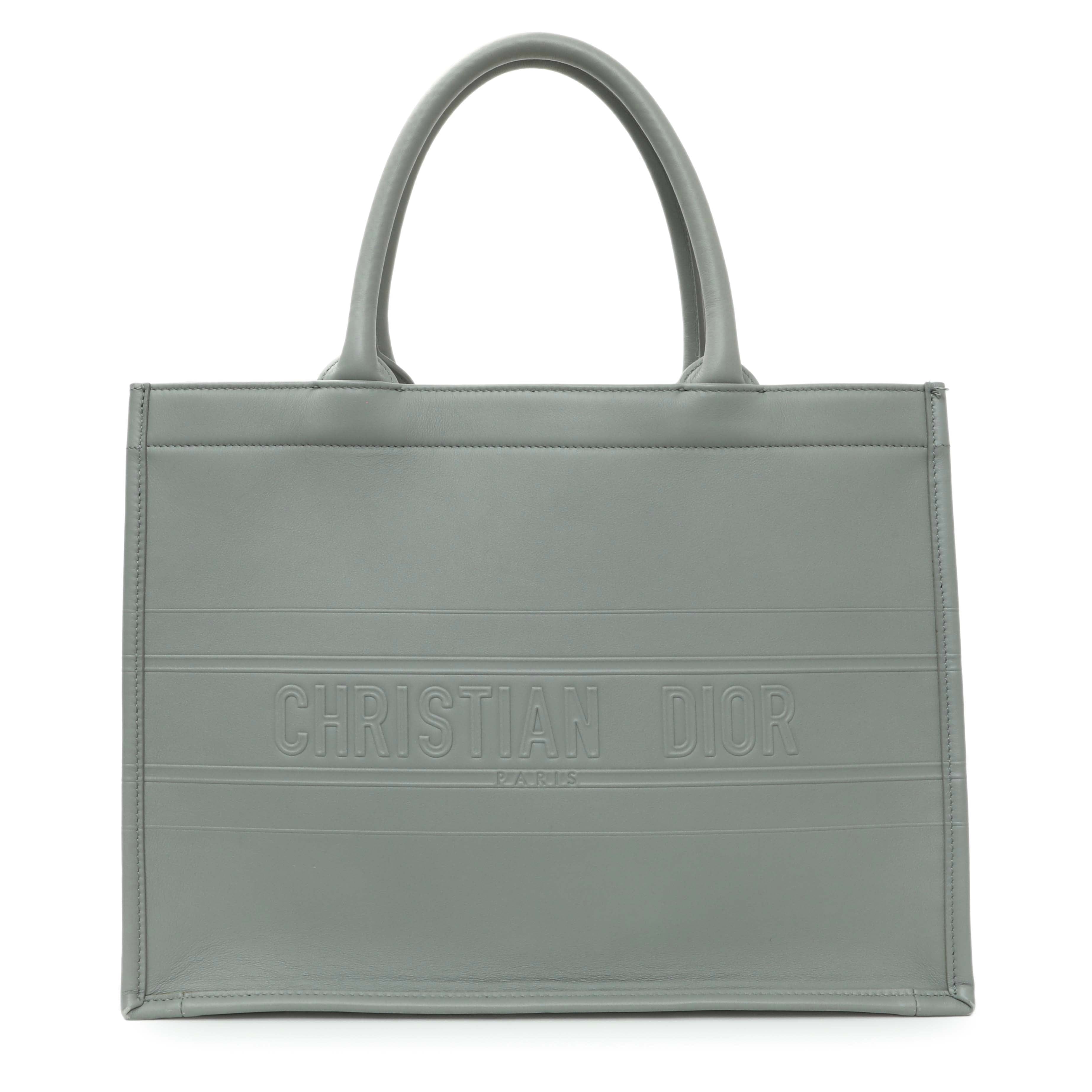 Christian Dior Grey Calfskin Embossed Medium Book Tote