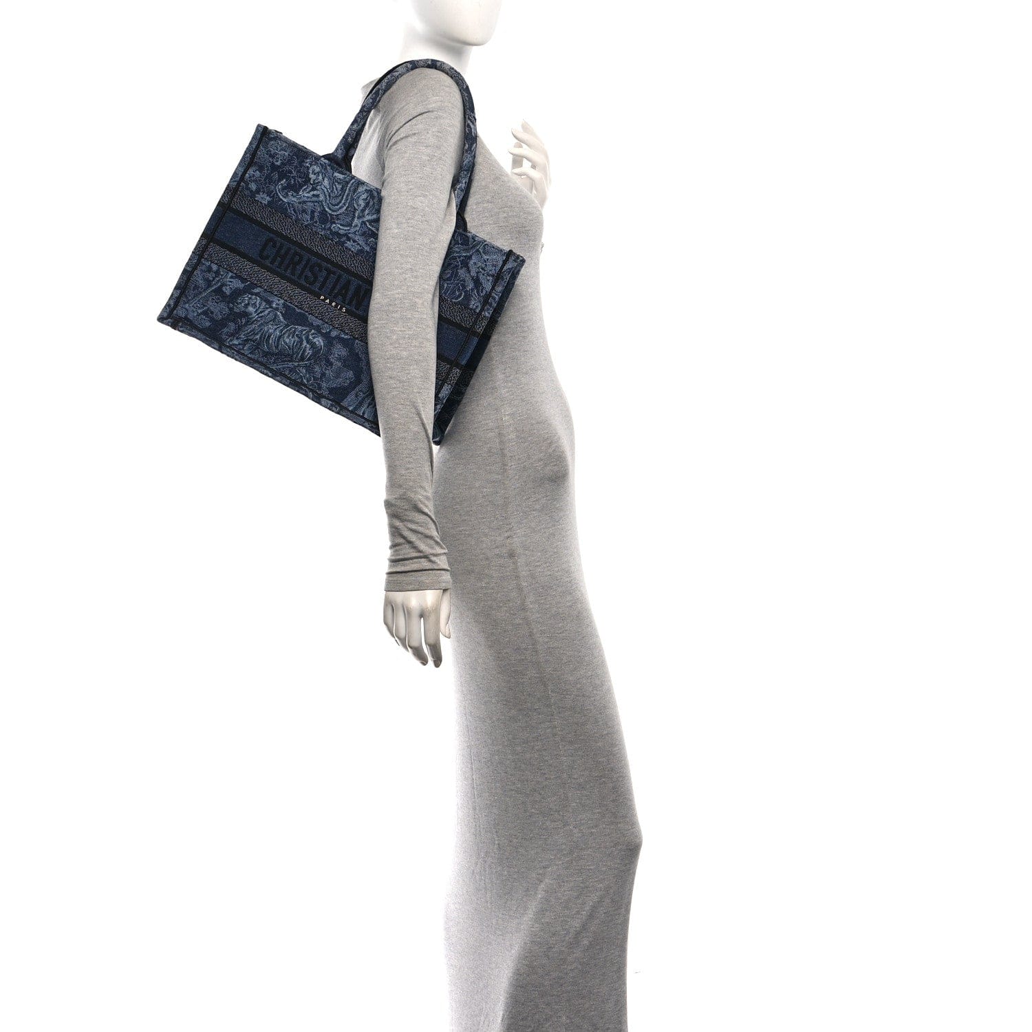 Christian Dior Canvas Embroidered Medium Dioriviera Toile De Jouy Book Tote Blue Black