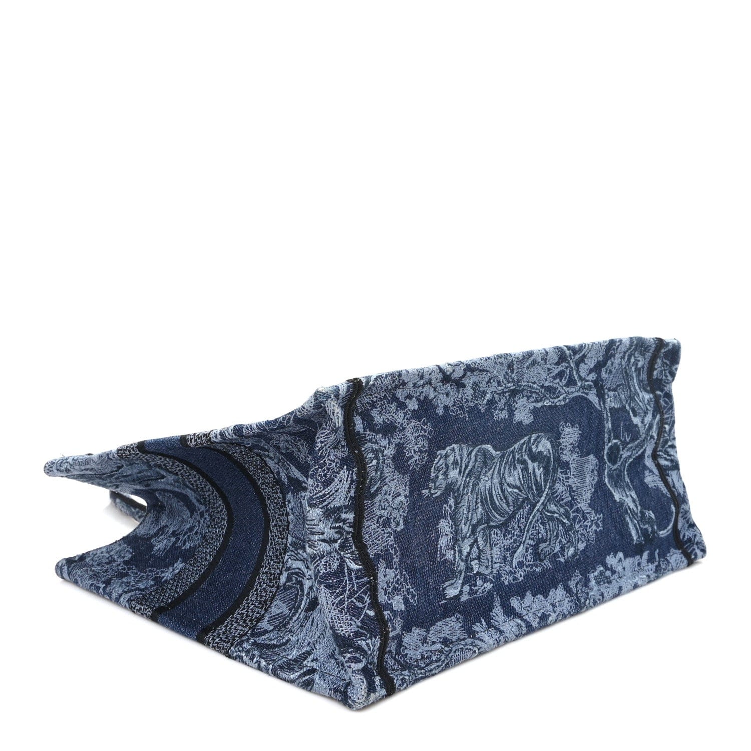 Christian Dior Canvas Embroidered Medium Dioriviera Toile De Jouy Book Tote Blue Black