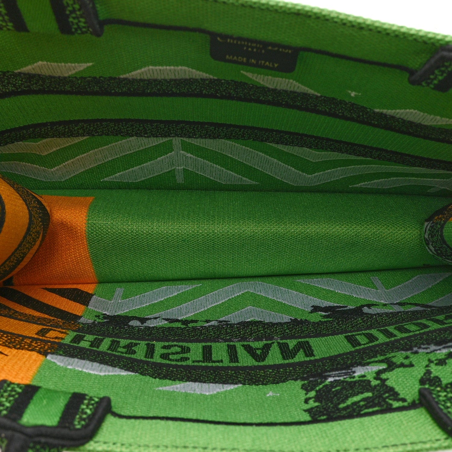 Christian Dior Canvas Embroidered Medium Jungle Pop Book Tote Green Multicolor