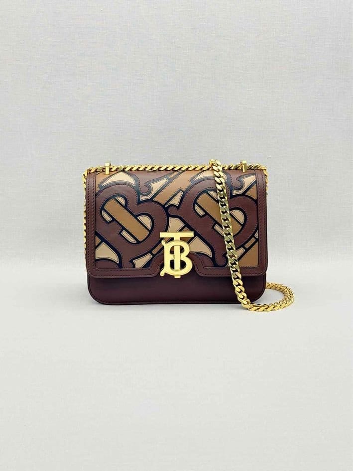 Burberry TB Flap Brown Multicolor Monogram Shoulder Bag