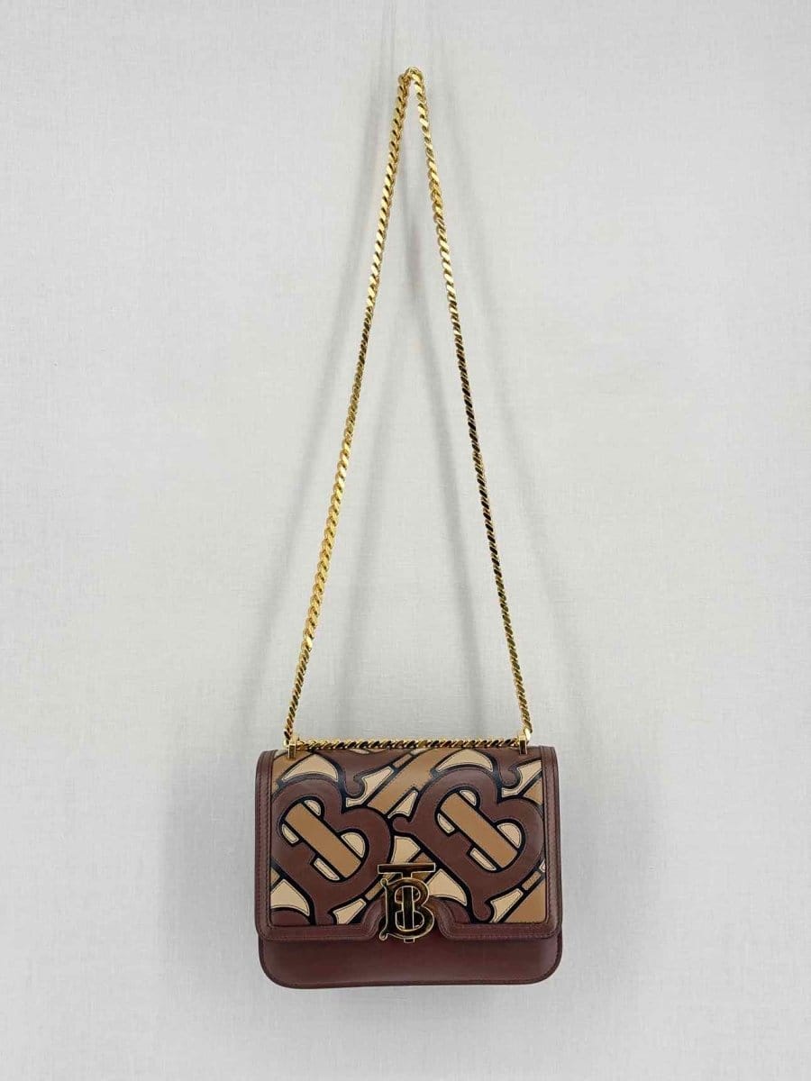 Burberry TB Flap Brown Multicolor Monogram Shoulder Bag