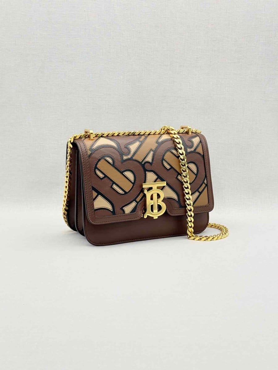 Burberry TB Flap Brown Multicolor Monogram Shoulder Bag