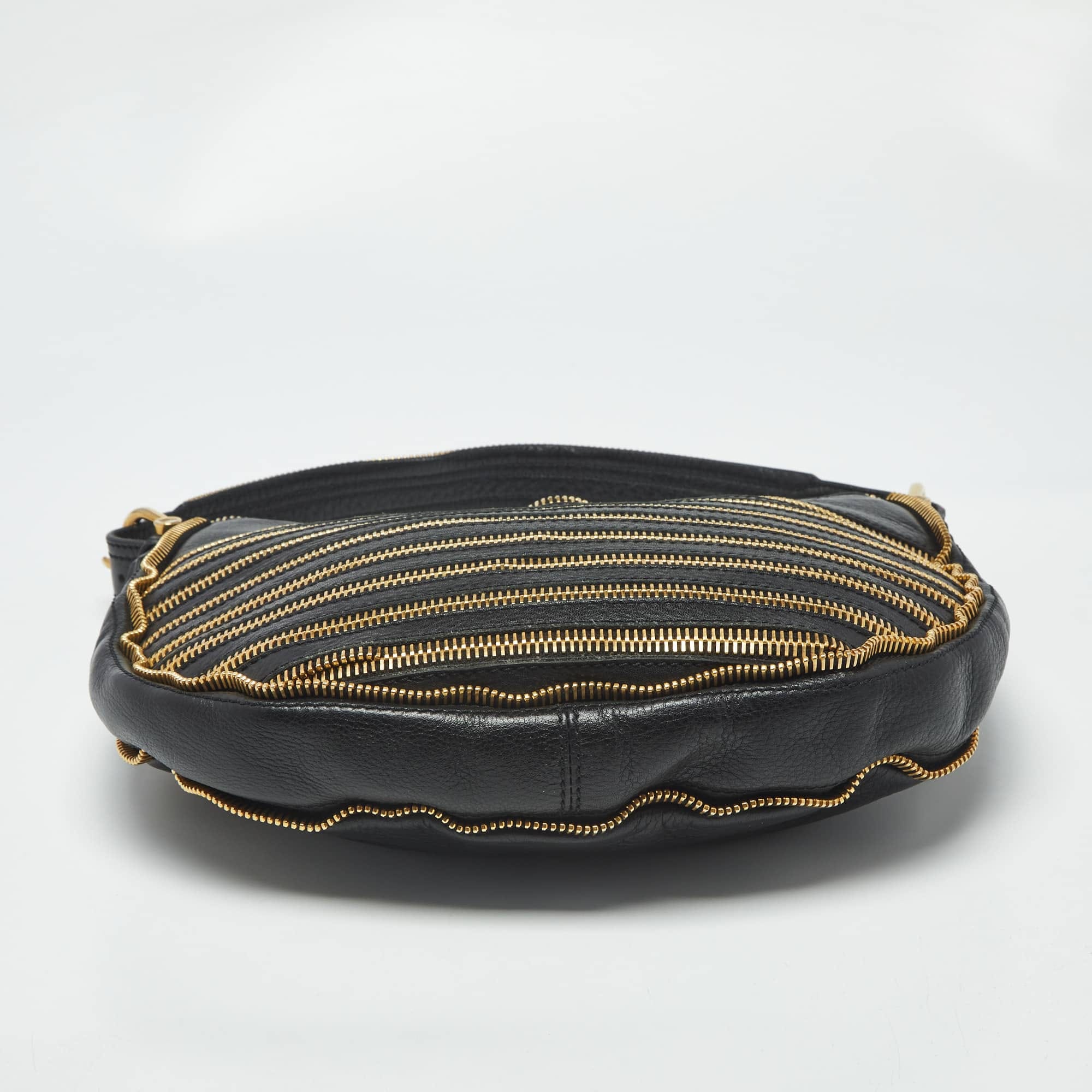 Burberry Zipped Detail Malika Black Leather Hobo